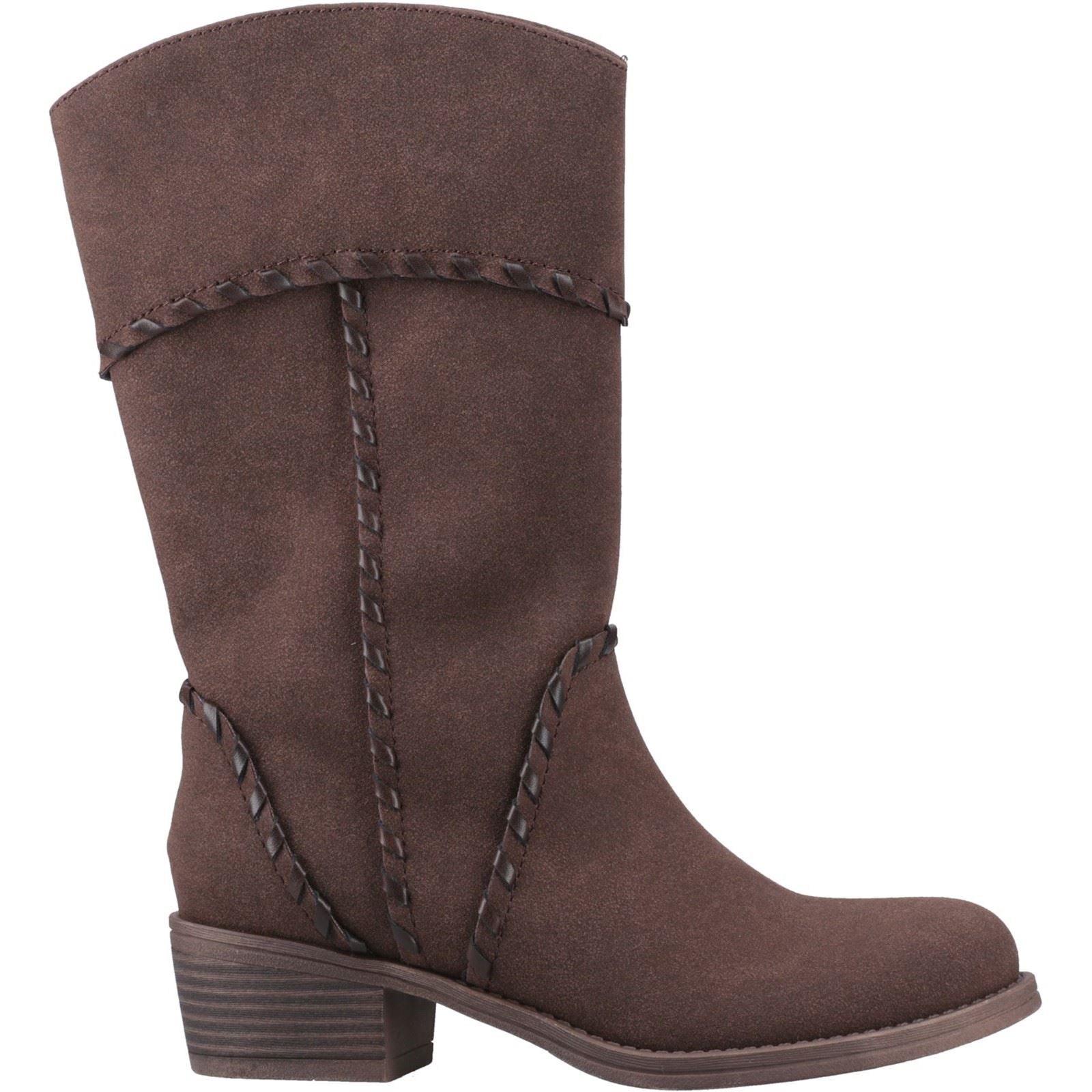 Rocket Dog Rowdy Faux Leather Women's Dark Brown Heeled Mid Calf Boots