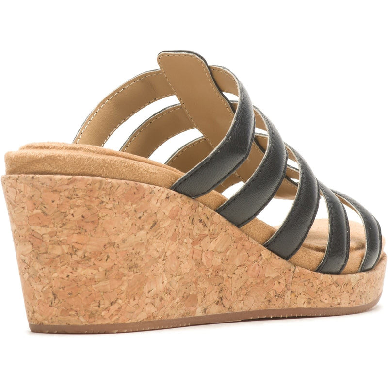 Hush Puppies Willow Slide Leather Women's Black Wedges