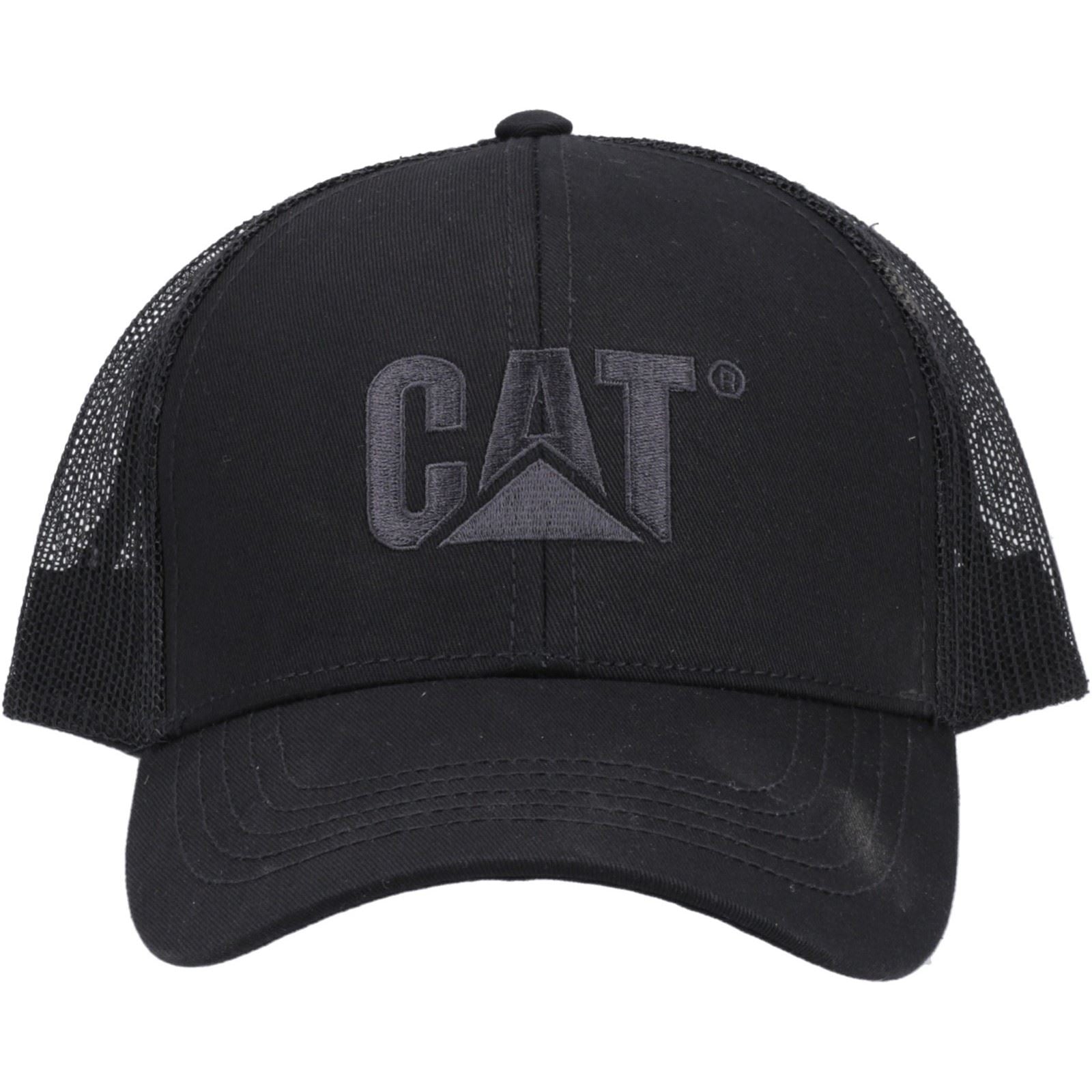 Caterpillar Raised Logo Cotton Black Baseball Caps