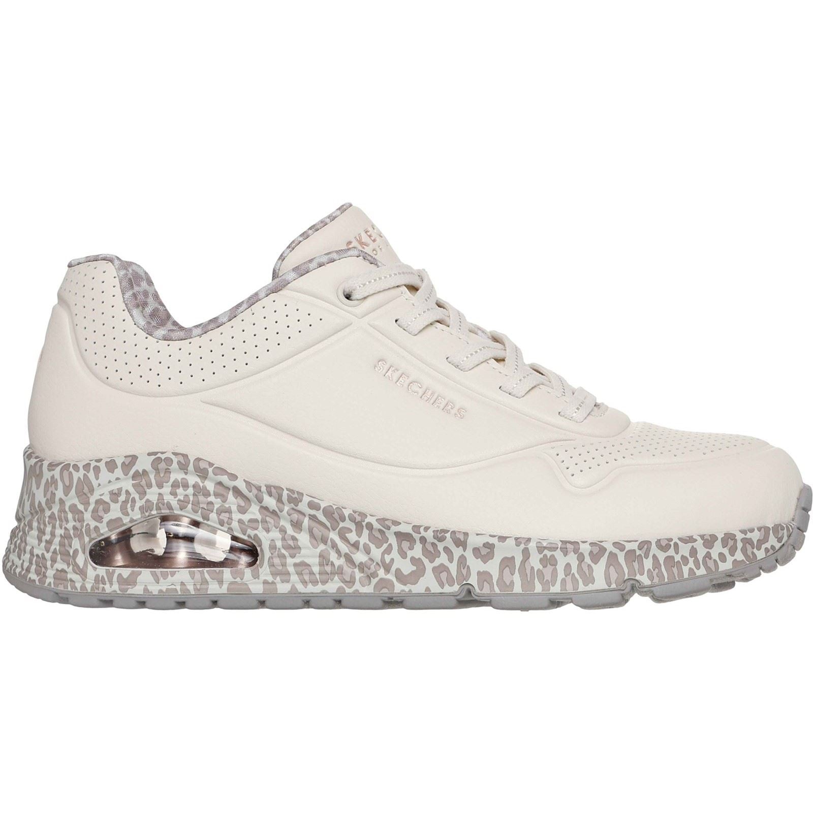 Skechers Uno Safari Time Polyurethane Women's White/Leopard Trainers