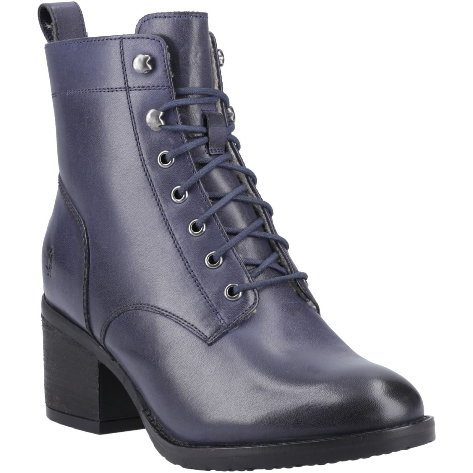 Hush Puppies Harriet Leather Women's Navy Heeled Ankle Boots