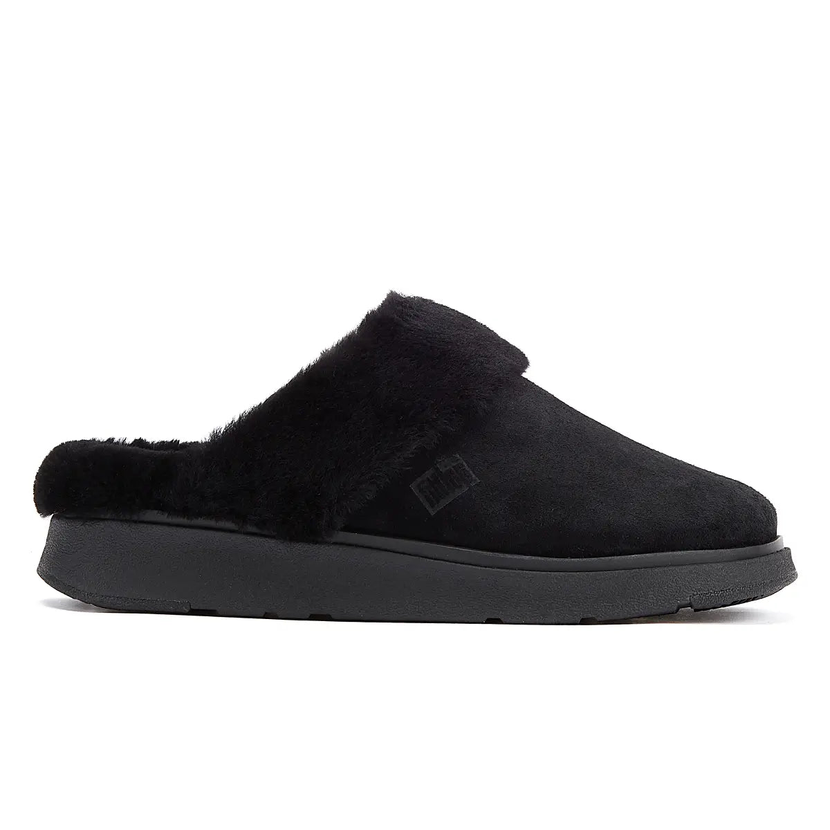 FitFlop Shearling Collar Women's Black Slippers