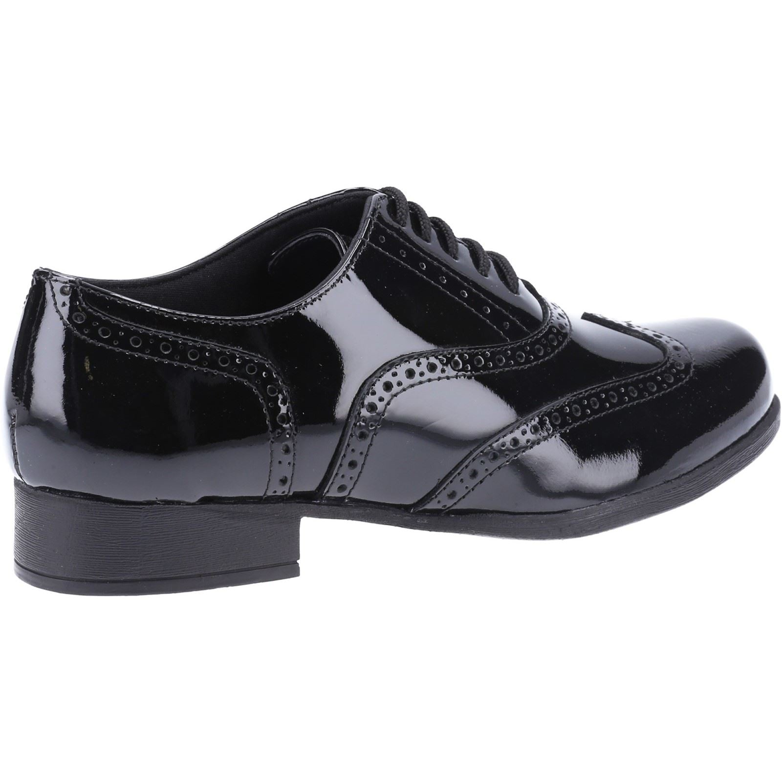 Hush Puppies Kada Youth Girl's Patent Leather Black Brogues