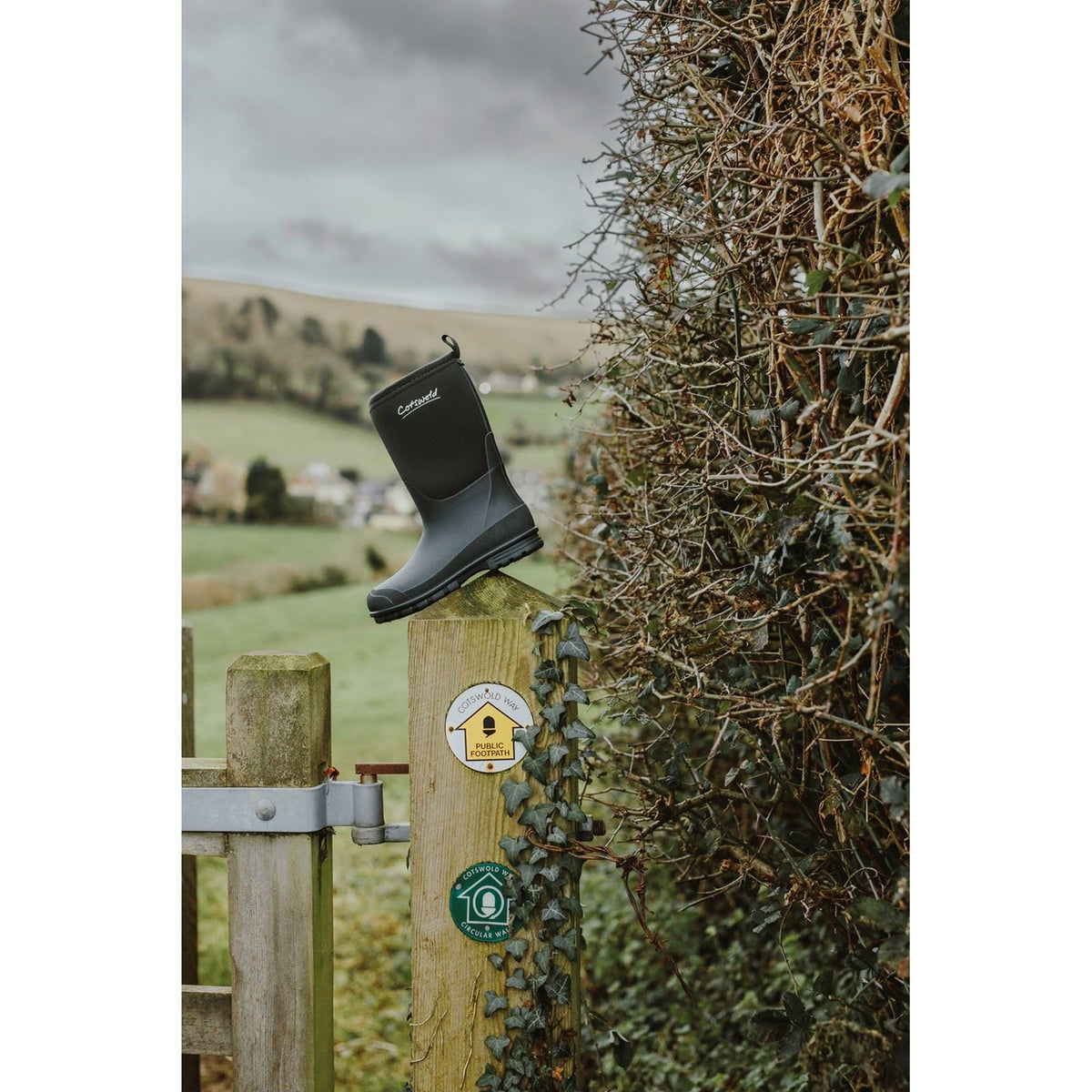 Cotswold Kids  Hilly Synthetic Green Wellington Boots