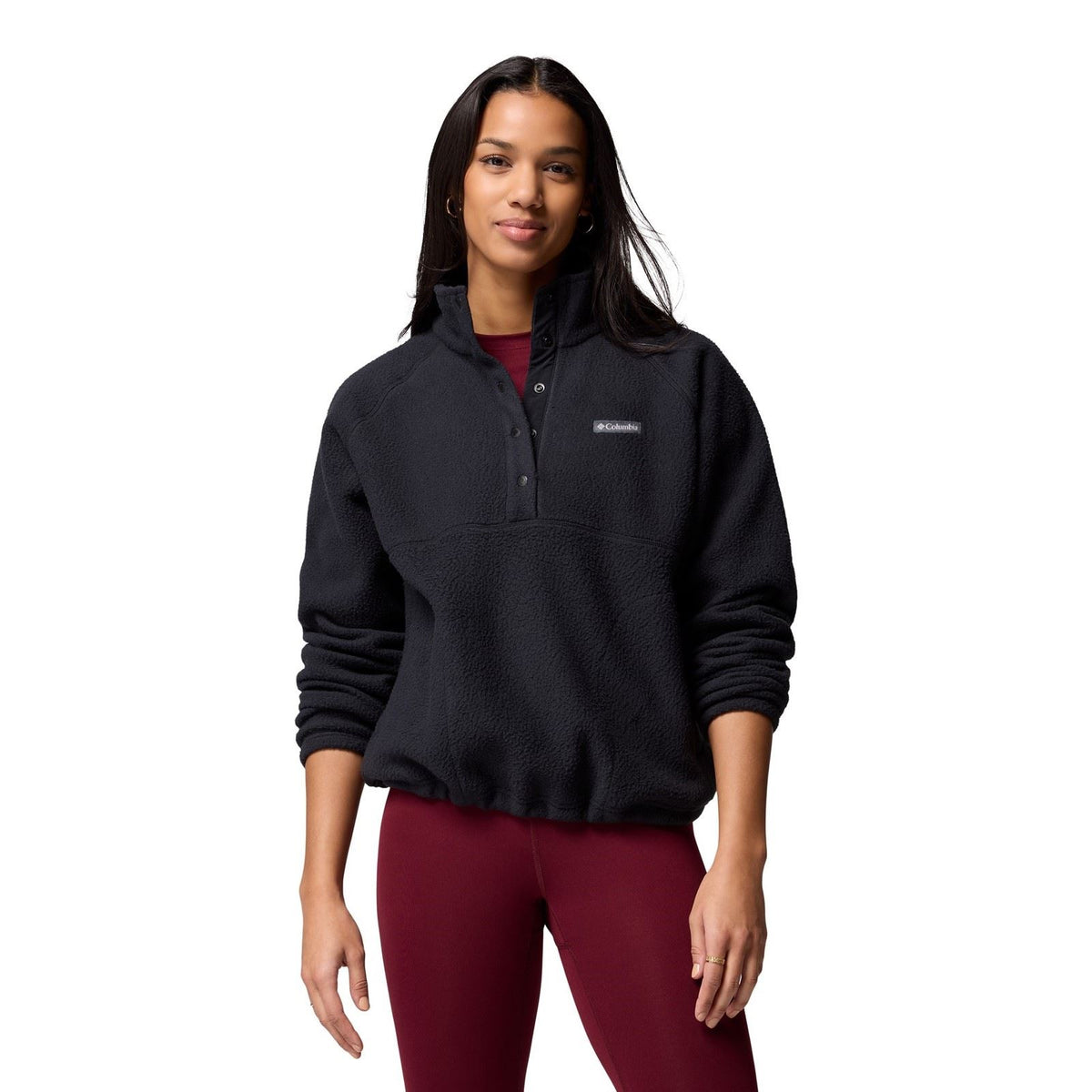 Columbia Jasper Ridge Pebbled Fleece Half Snap Polyester Women's Black Fleece Pullover