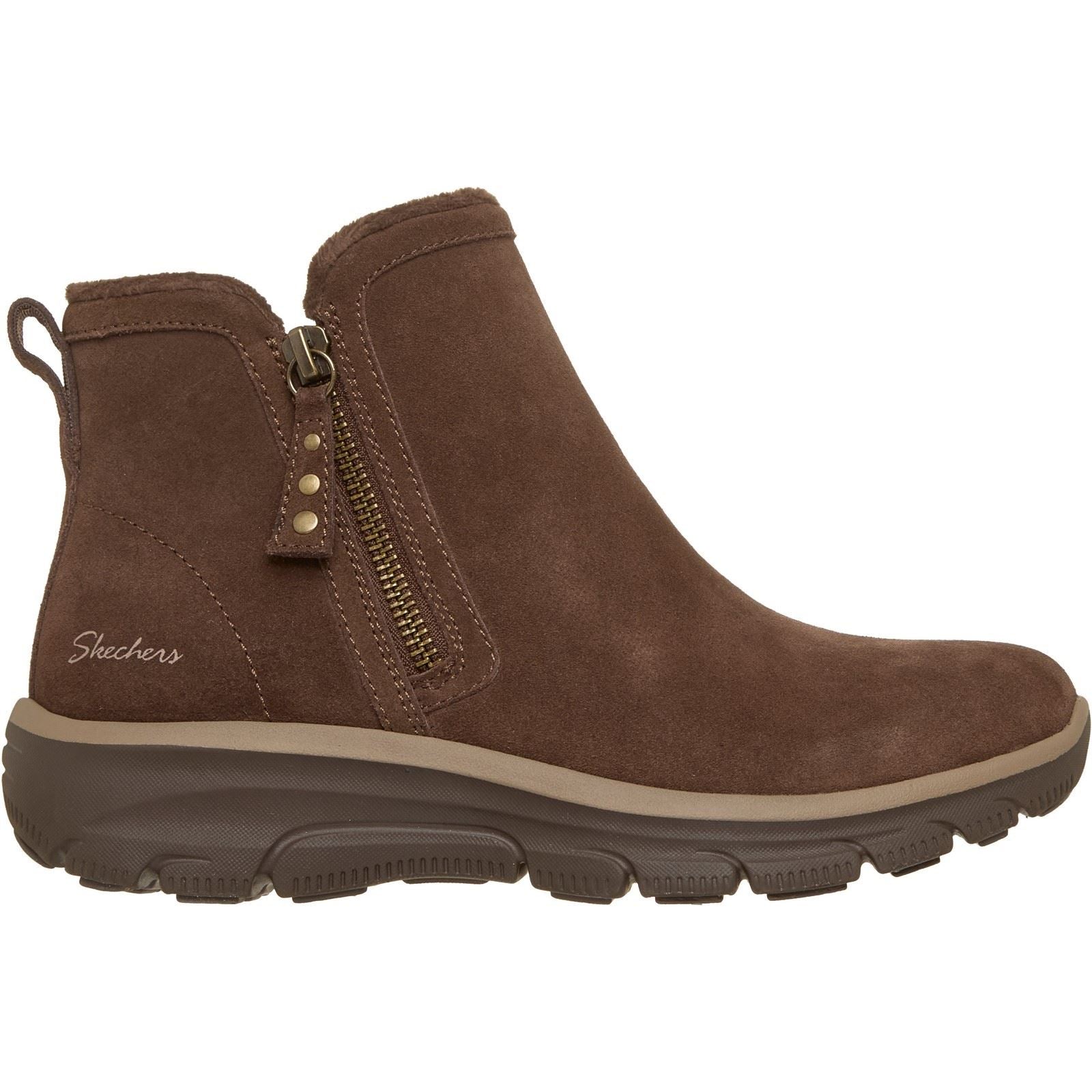 Skechers Easy Going Urban Zip Leather Women's Chocolate Boots