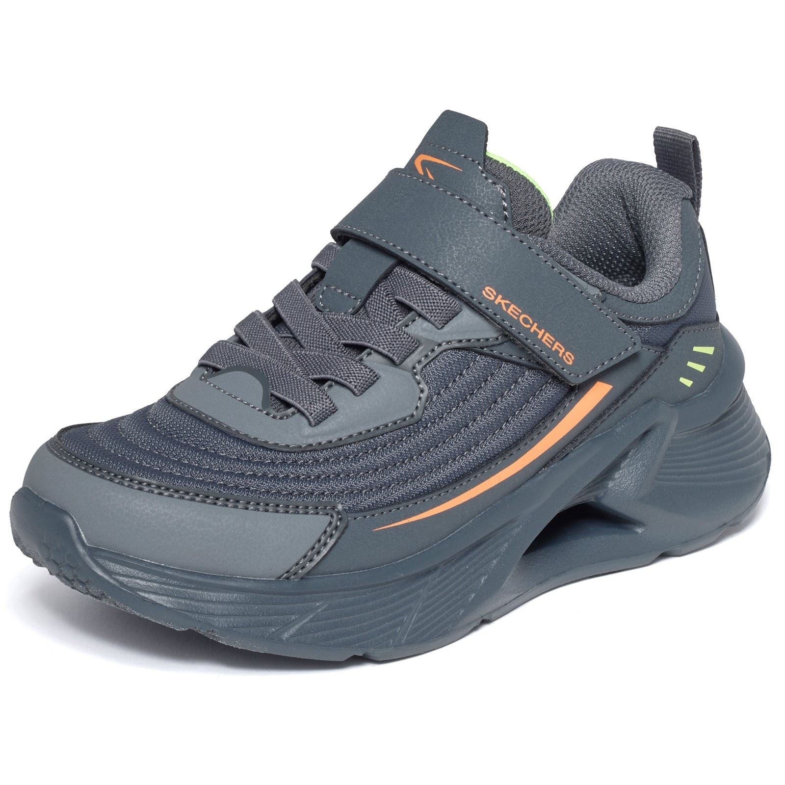 Skechers Tidal-Tech Stream Rush Textile Boy's Charcoal/Orange Trainers