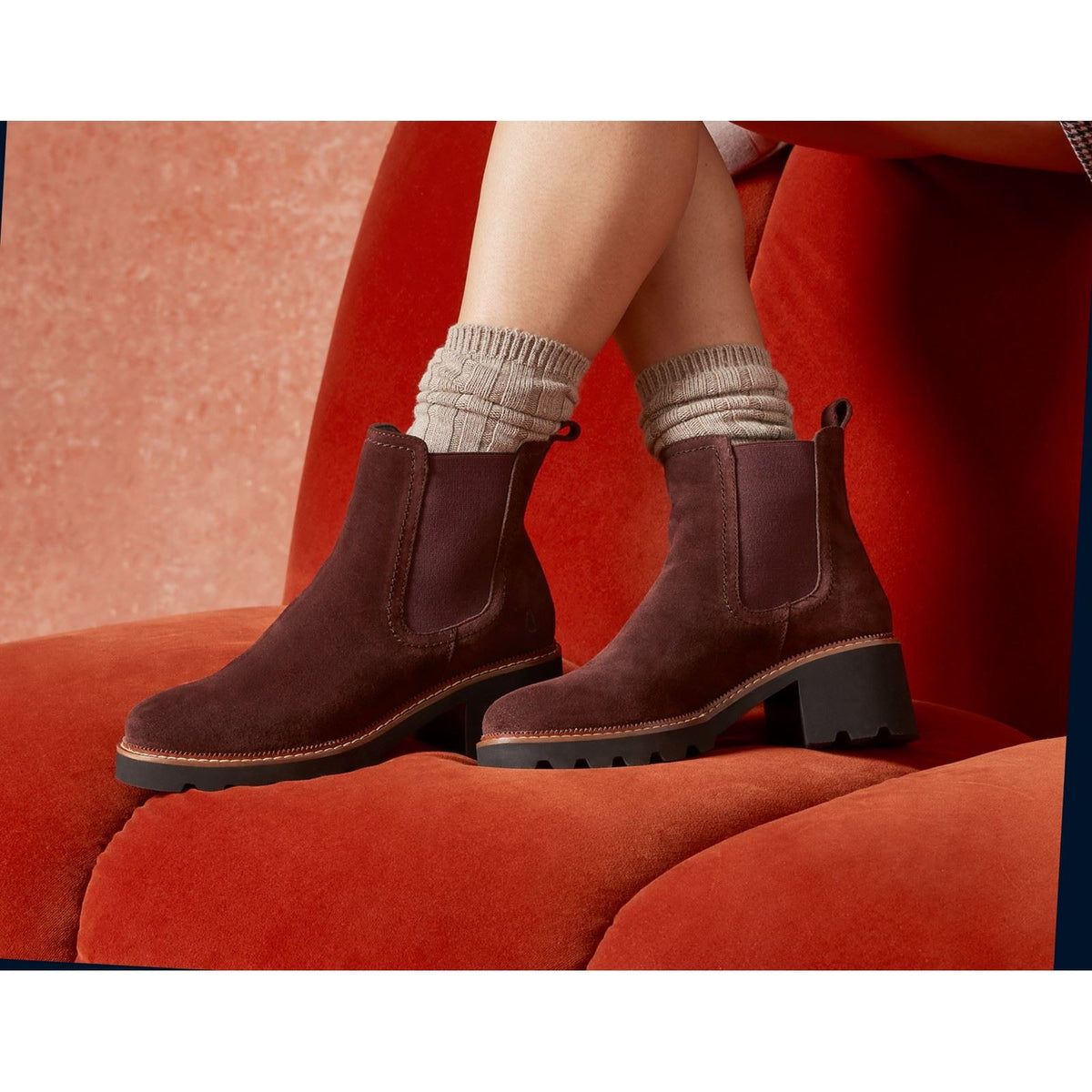 Hush Puppies Gaia Leather Women's Plum Heeled Chelsea Boots