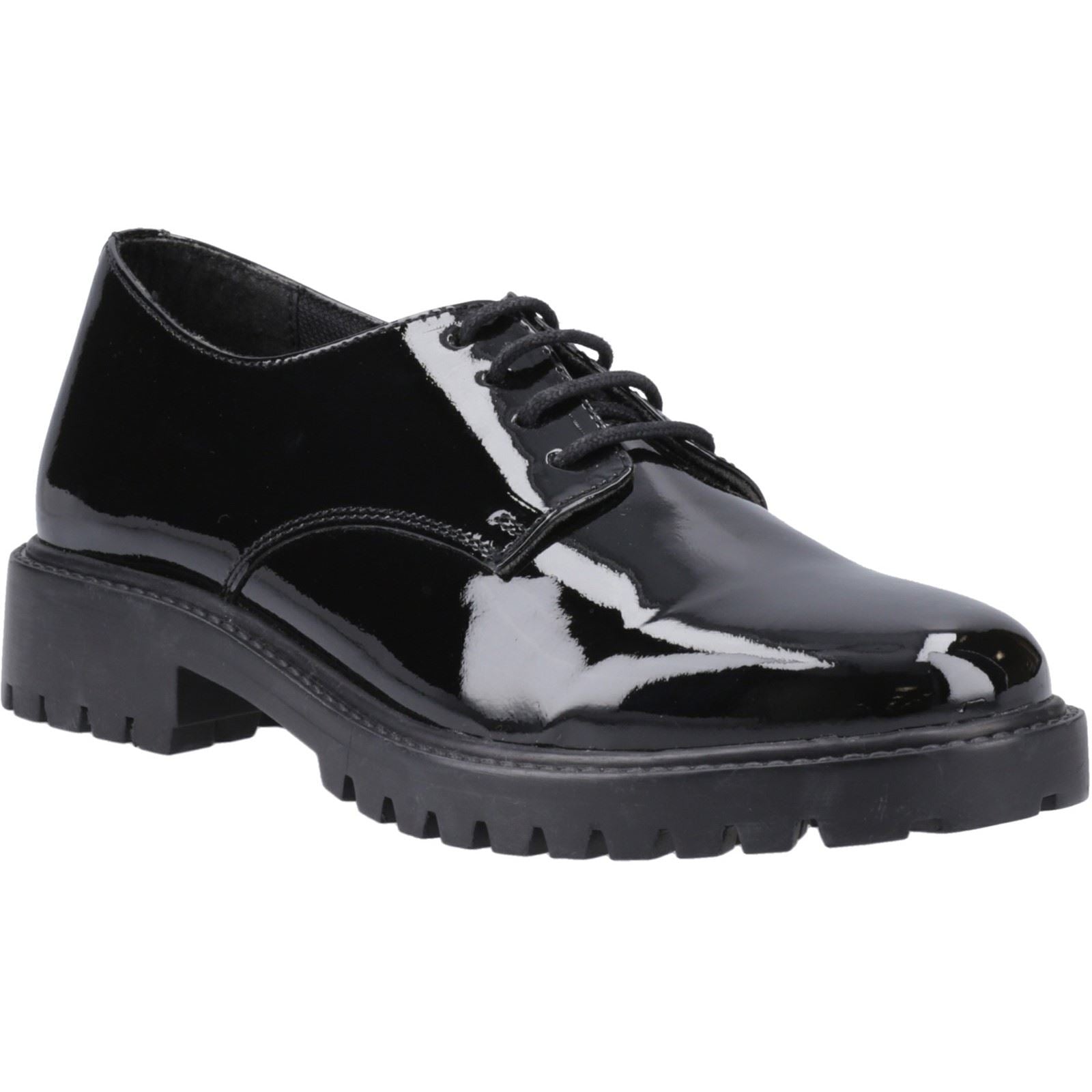 Hush Puppies Aubrey Leather Youth Girl's Black Derby Shoes