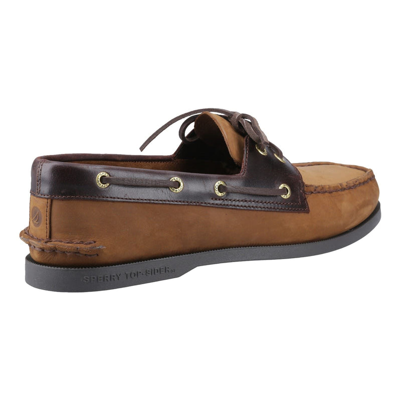 Sperry Authentic 2 Eye Leather Men's Brown Combo Boat Shoes