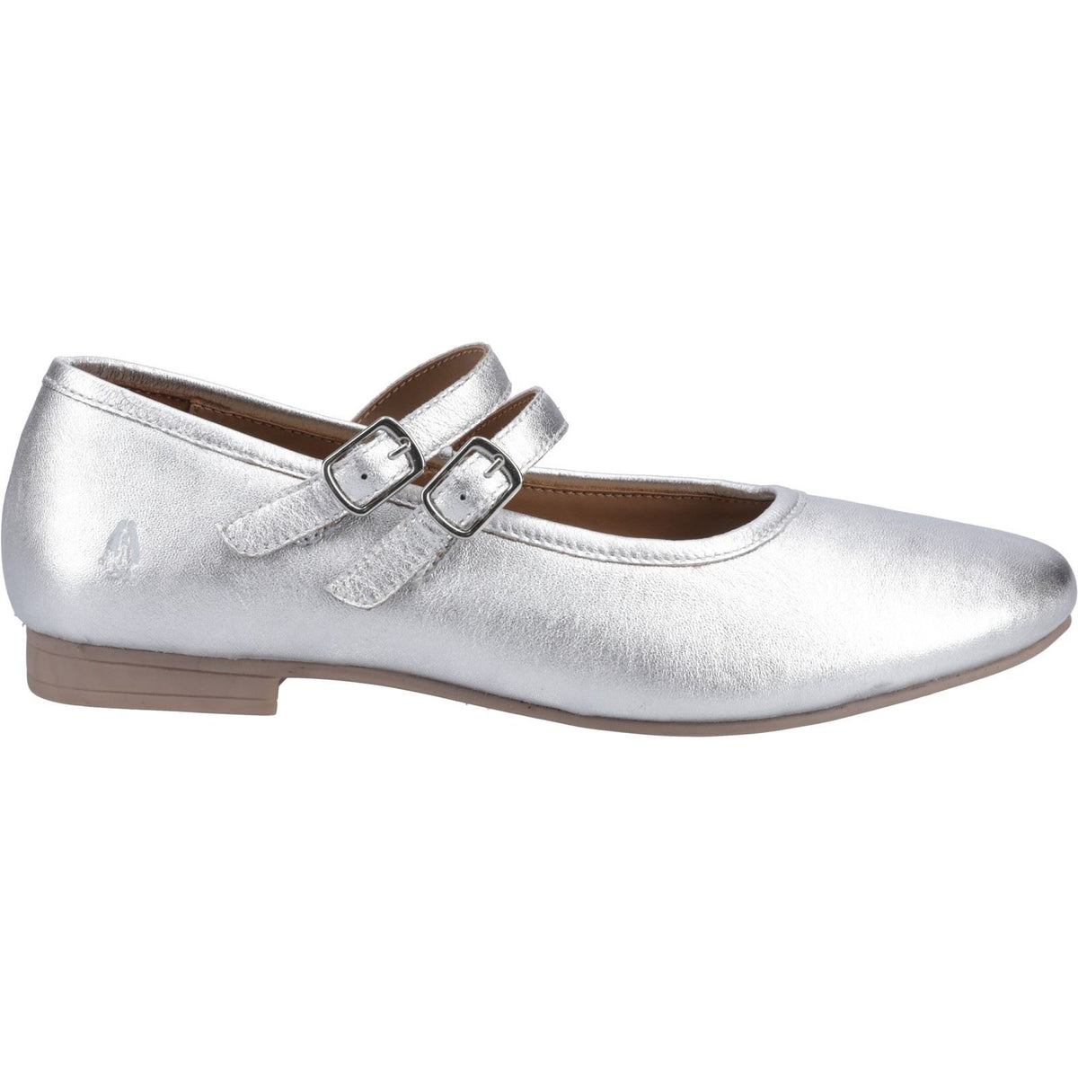 Hush Puppies Nancy Mary Jane Leather Women's Silver Flats