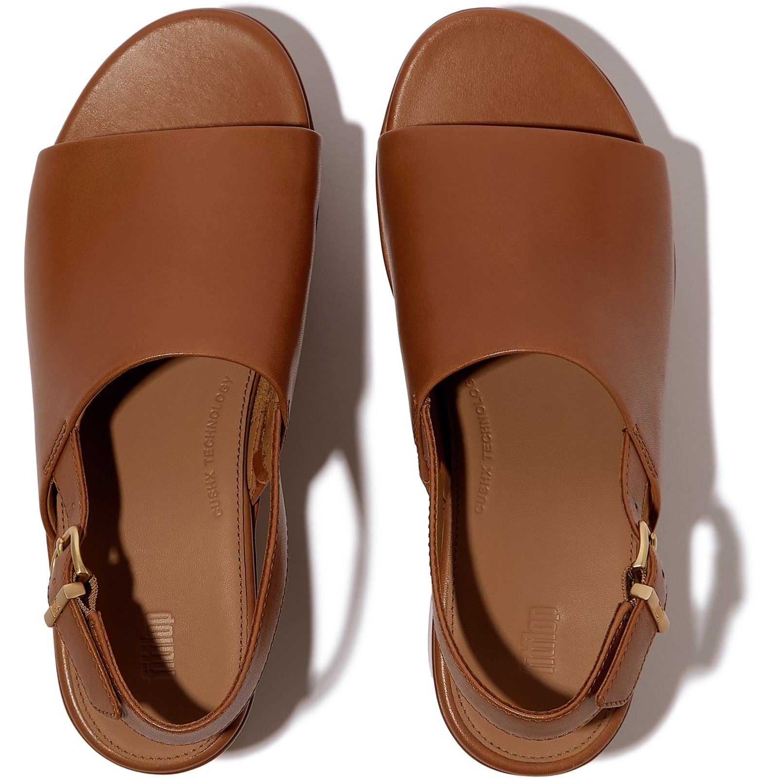Fitflop Platfforms Heeled Backstrap Leather Women's Deep Tan Sandals