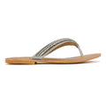 Tower London Metallic Bead Thong Women's Silver Sandals