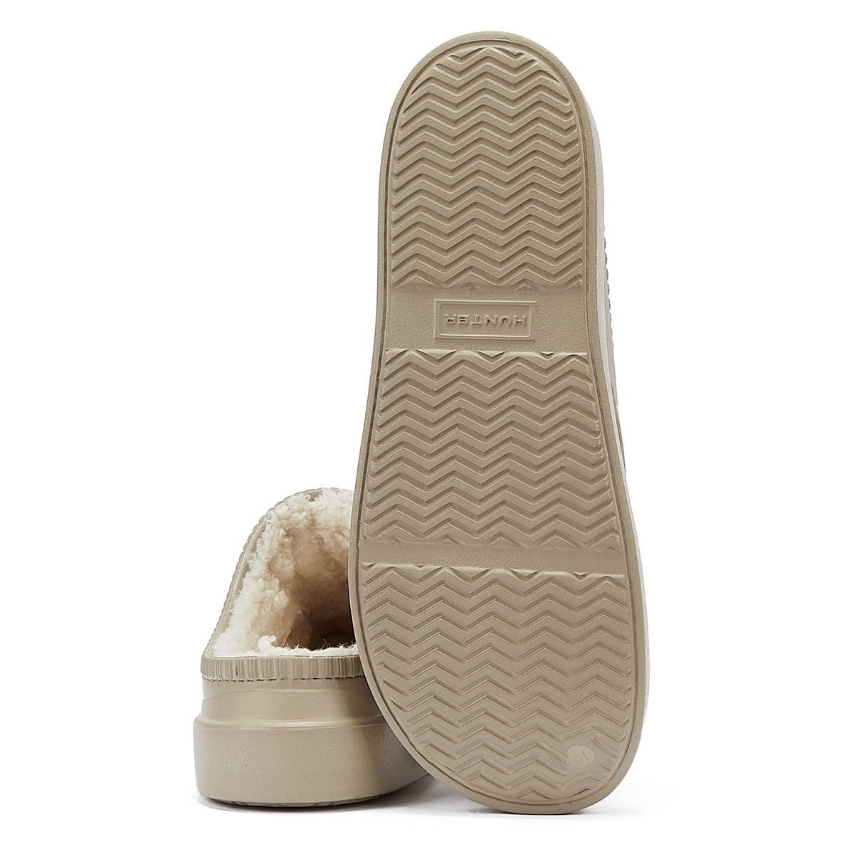 Hunter Bloom Lined Mule Alloy White Clogs