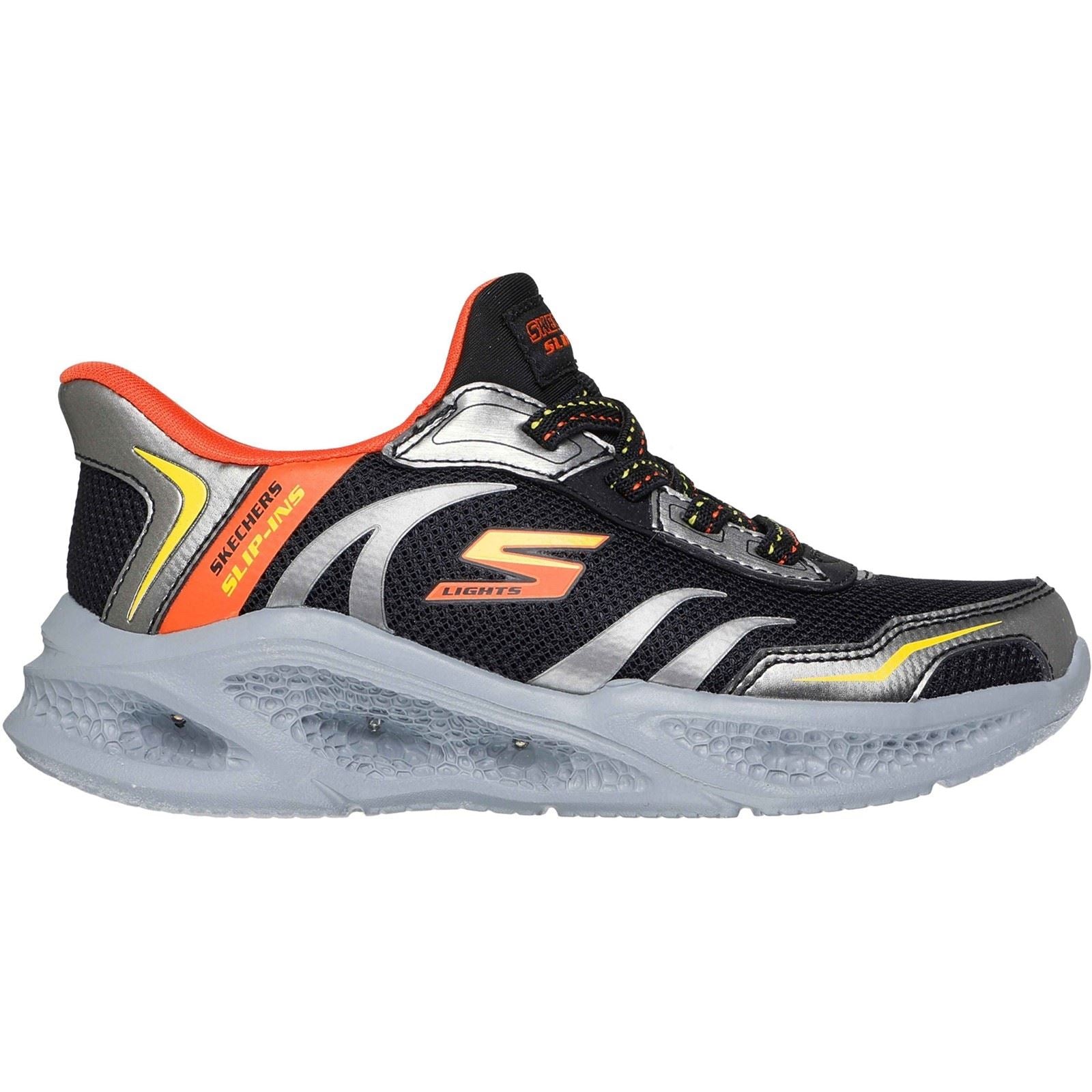 Skechers Meteor-Lights Brisk-Beams Black/Silver Trainers