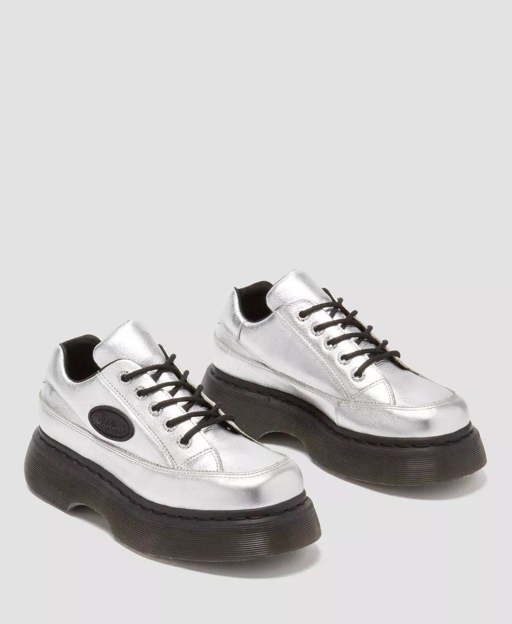 Dr. Martens Buzz 5I Tumbled Leather Women's Metallic Silver Shoes