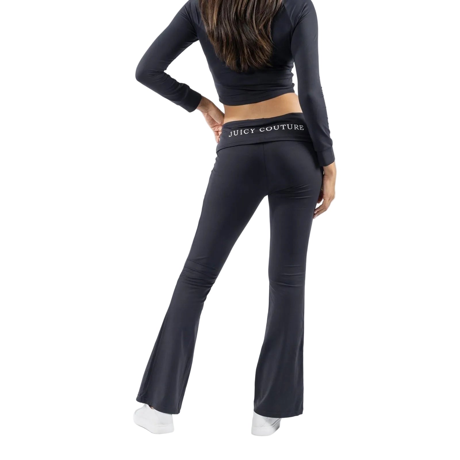 Juicy Couture Roll Down Flare Nylon Women's Black Track Pants