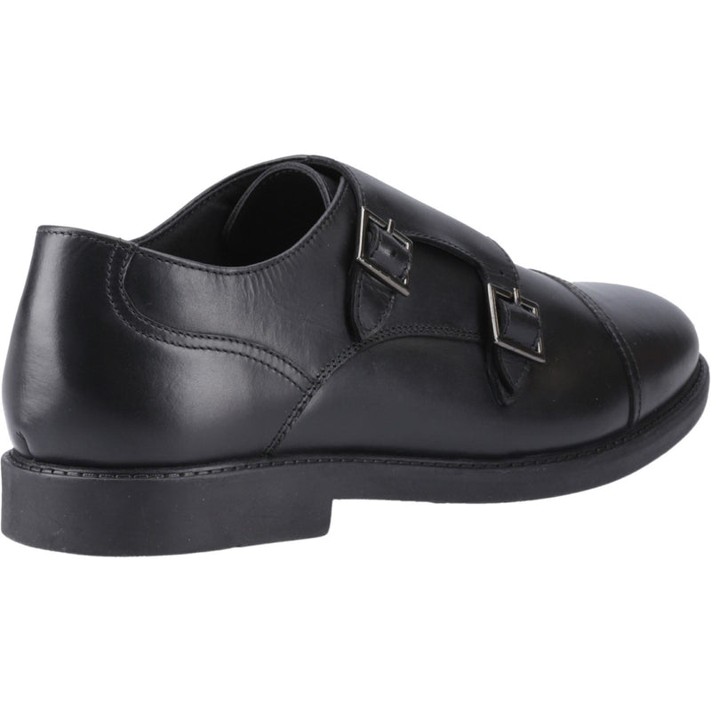 Hush Puppies Tim Monk Leather Youth Boy's Black Shoes
