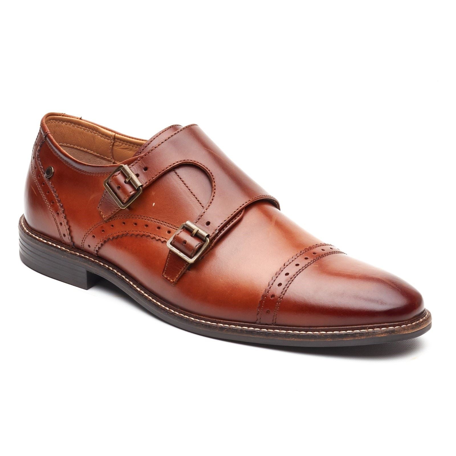 Base London Henley Monk Leather Men's Burnt Tan Double Monk Shoes