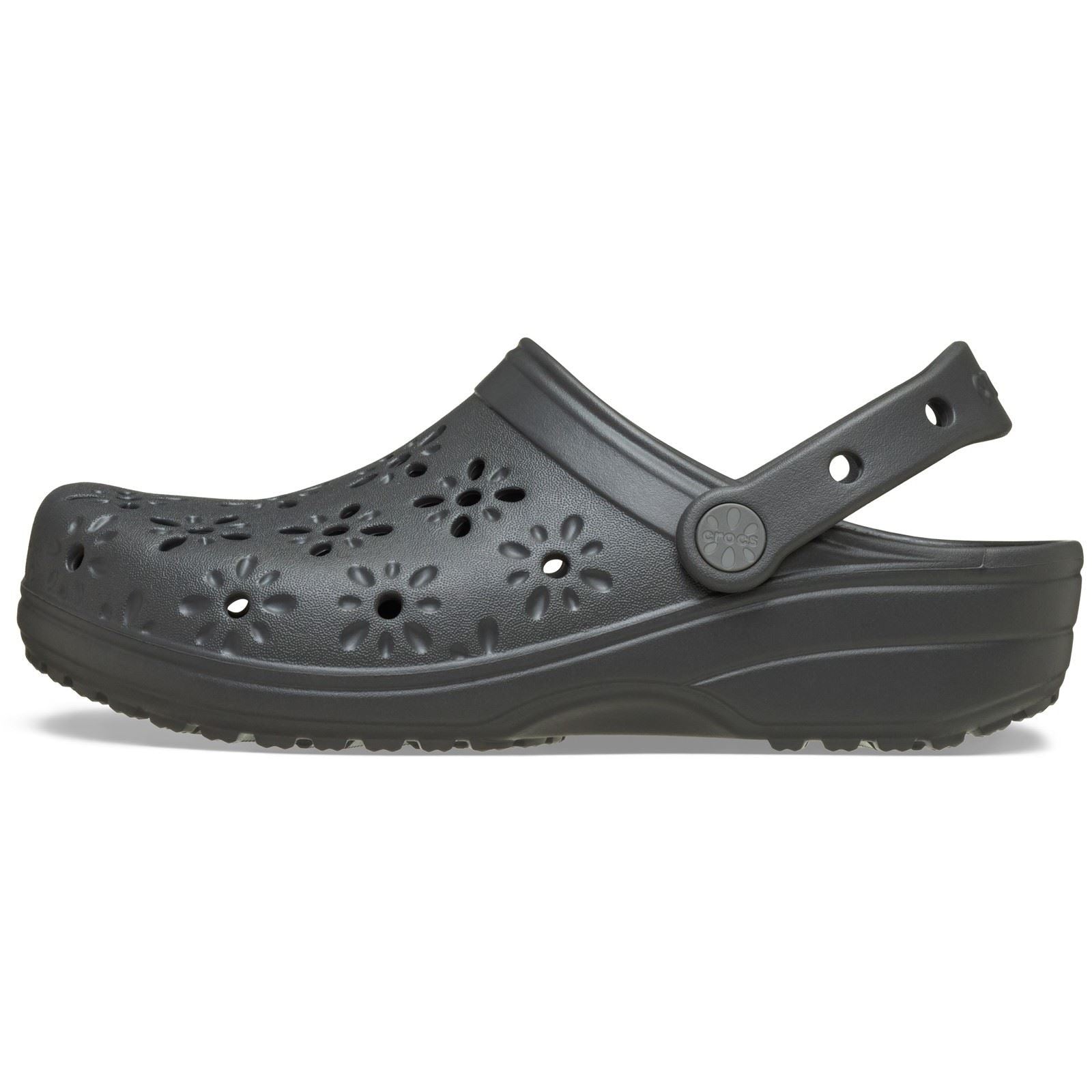 Crocs Classic Floral Cut Out Synthetic Black Sand Clogs