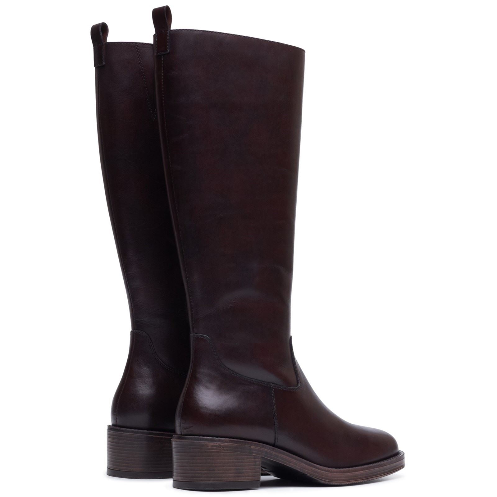 Hush Puppies Antonia Long Leather Women's Chocolate Heeled Knee High Boots