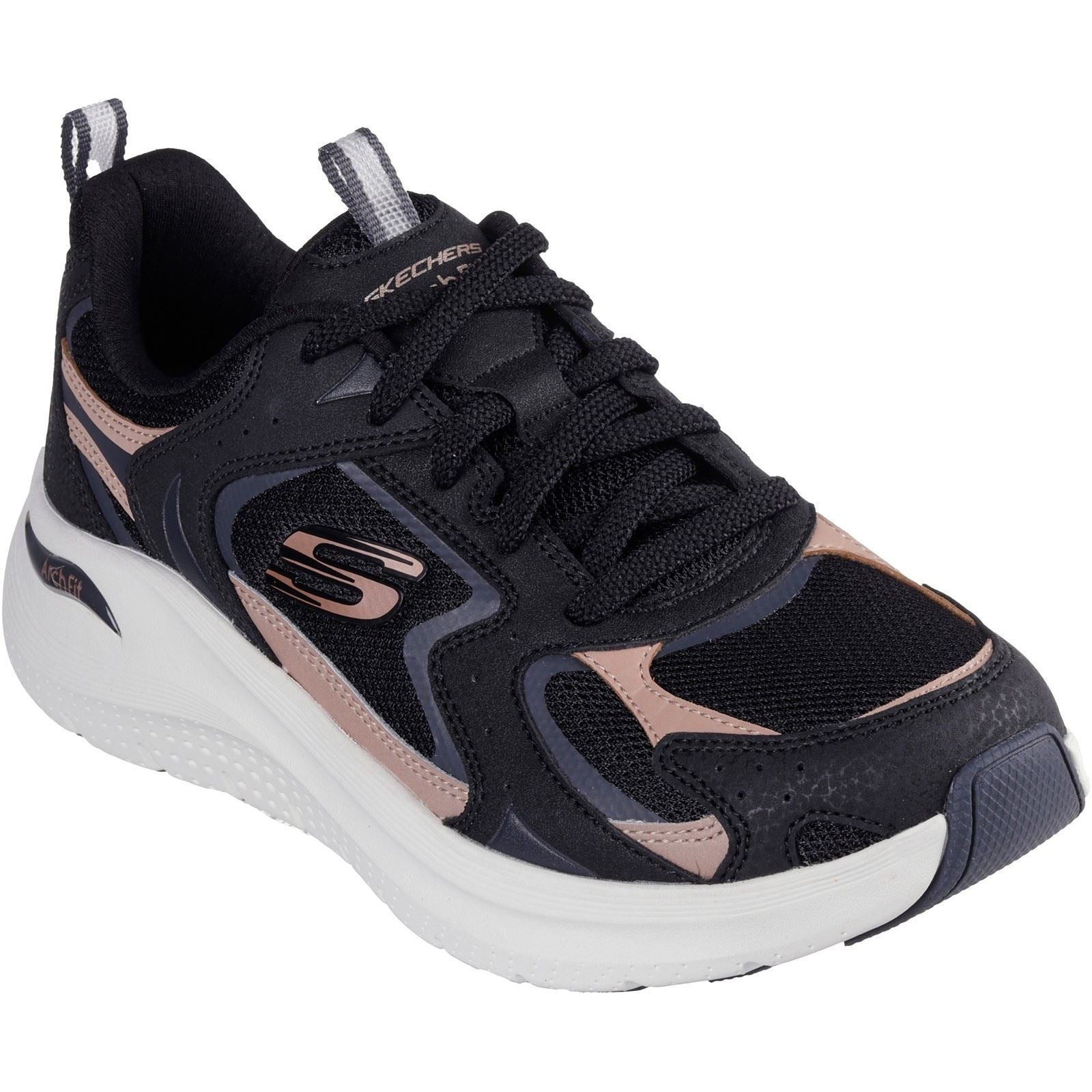 Skechers Arch Fit 2.0 Vintage Luxe Leather Women's Black/Rose Gold Trainers