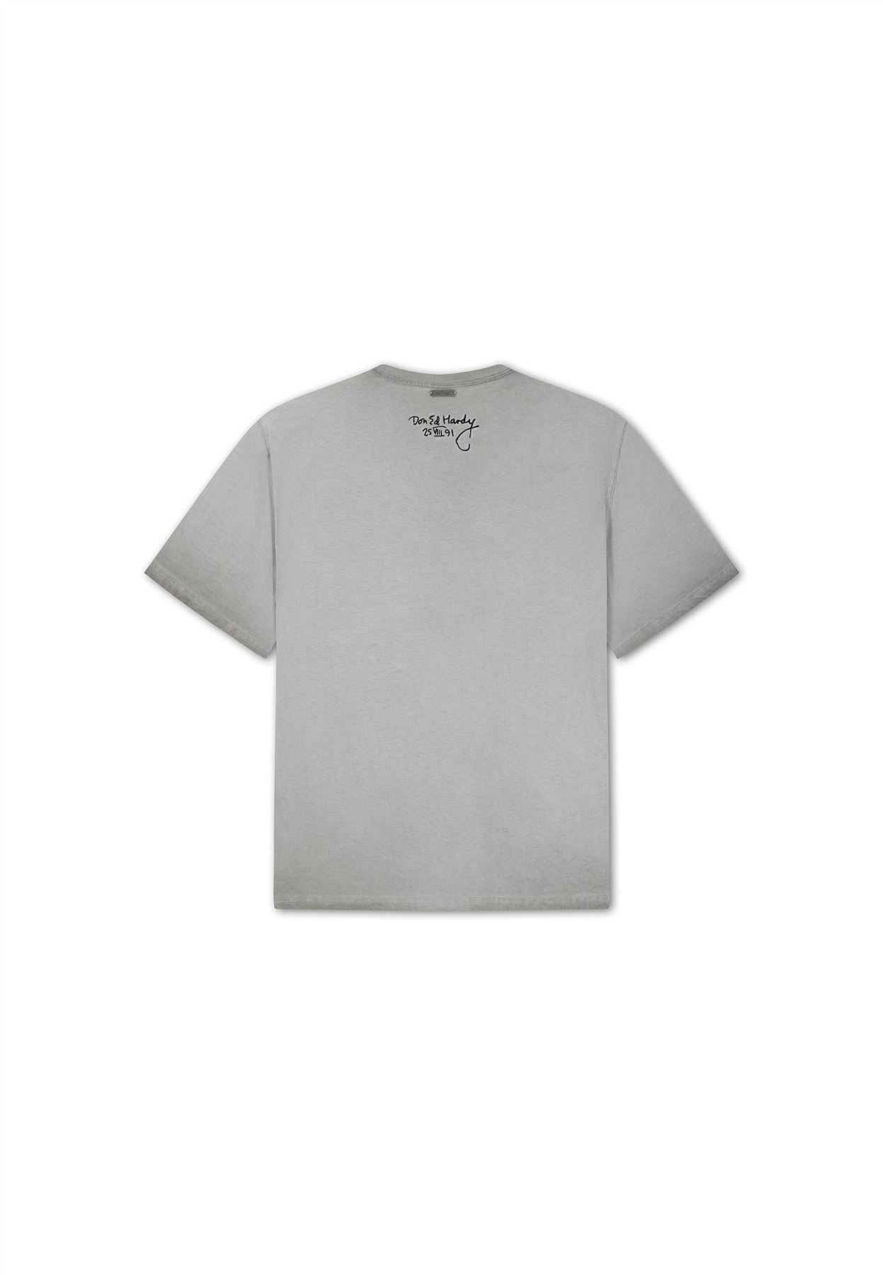 Ed Hardy Oil Wash New York Graphic Relaxed Men's Grey T-Shirts