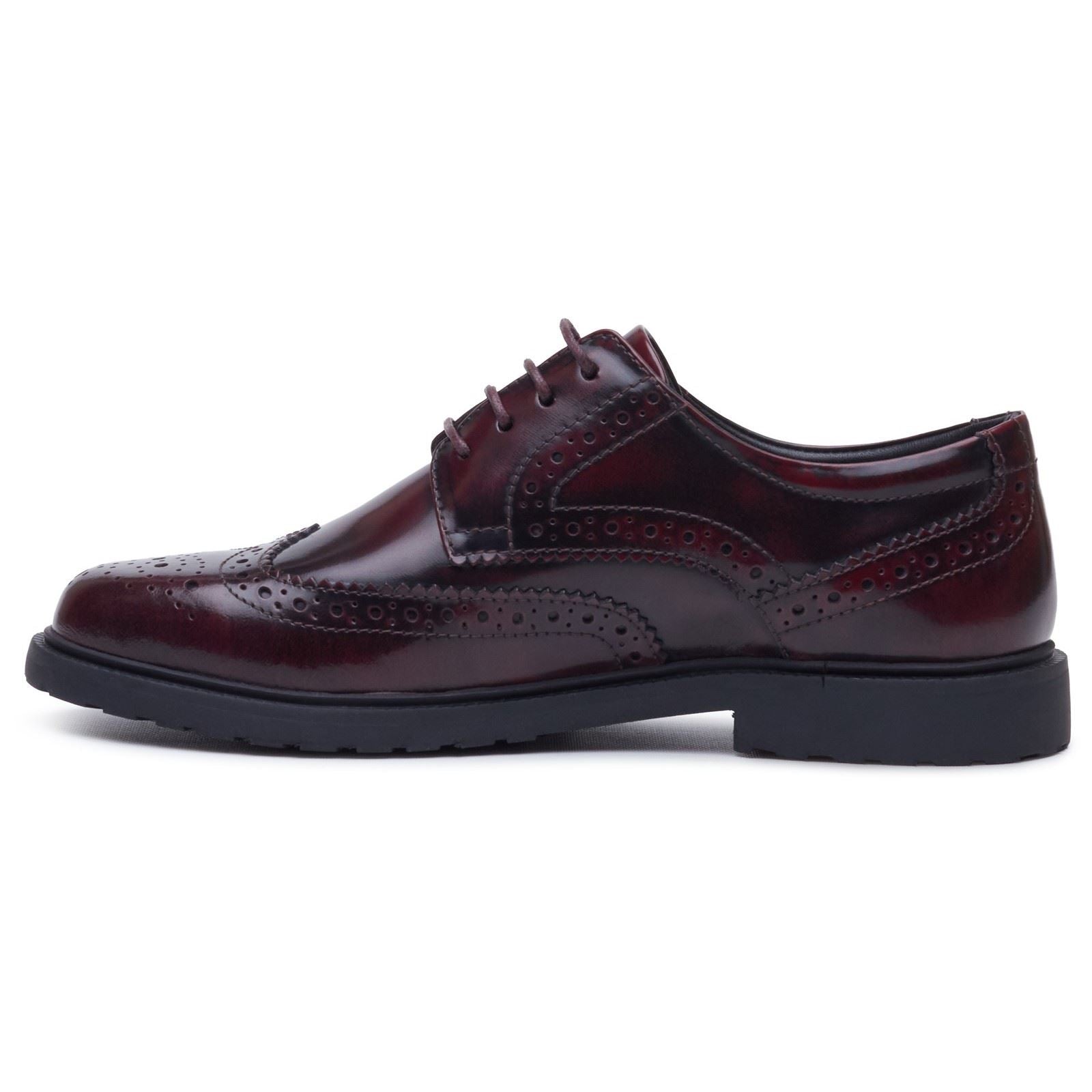 Hush Puppies Verity Hi-Shine Leather Women's Plum Brogues Shoes