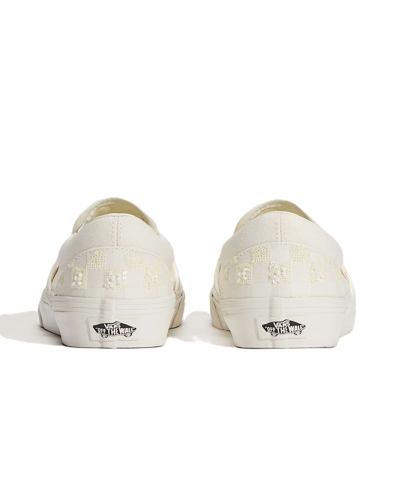 Vans Classic Slip-On  Women's Canvas White Beaded Checkerboard Trainers