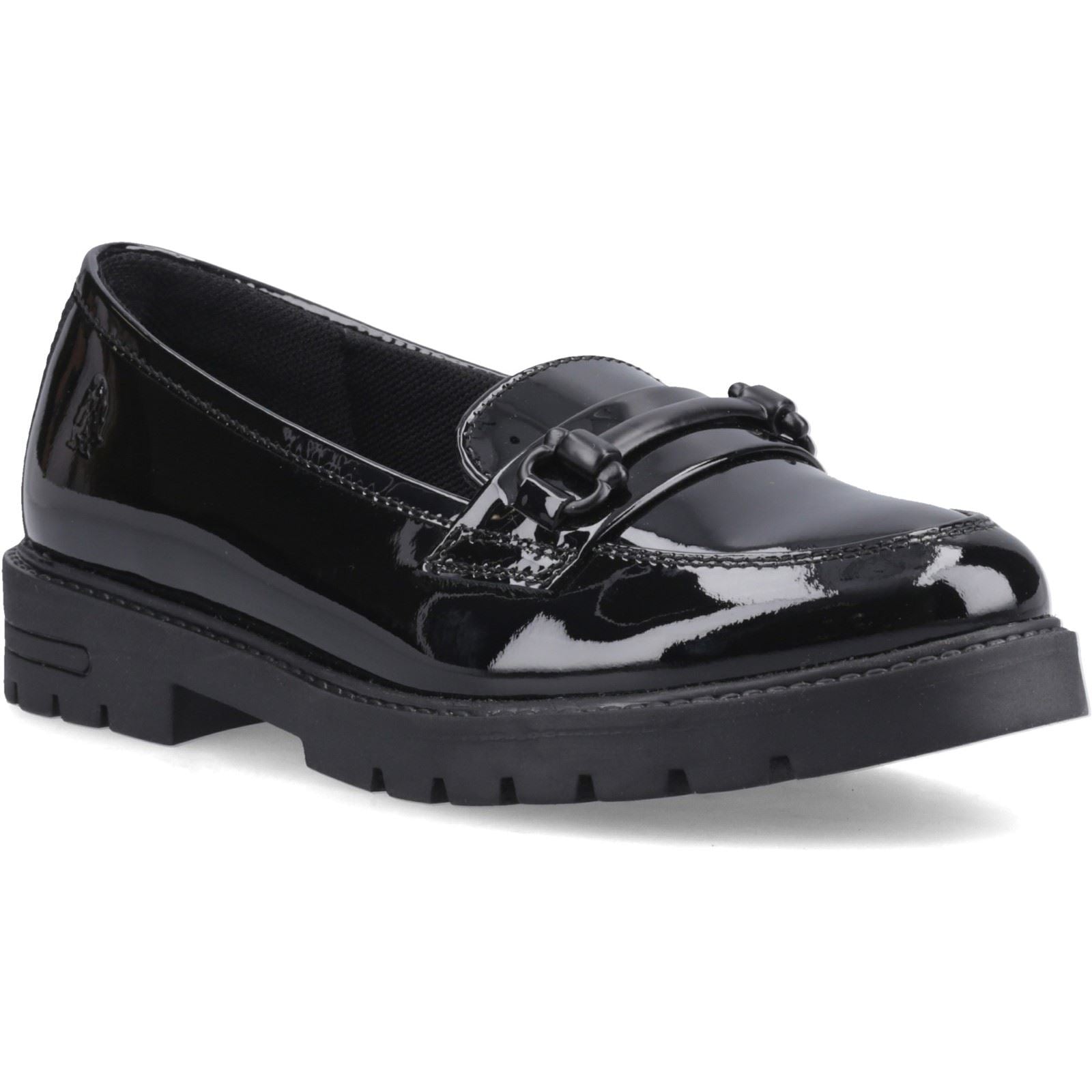 Hush Puppies Hazel Snaffle Leather Girl's Black Loafers