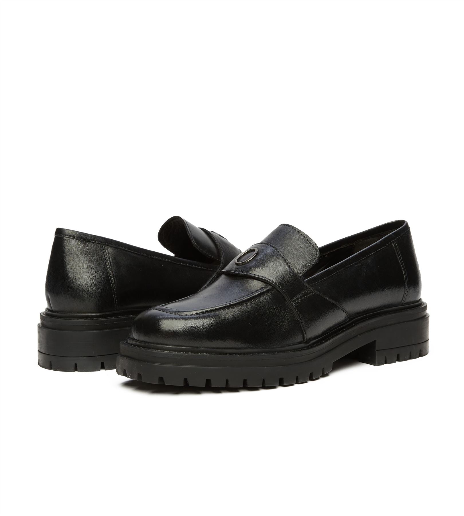 Osprey London The Greenwich Leather Women's Black Loafers