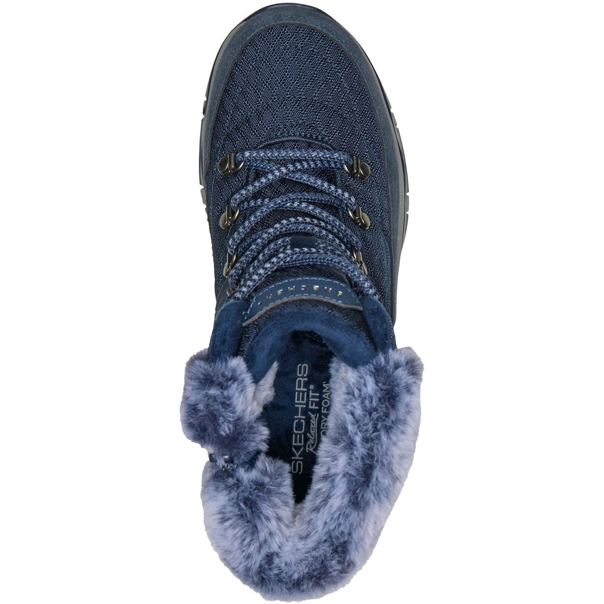 Skechers Trego Stormie Frost Leather Women's Navy Winter Ankle Boots