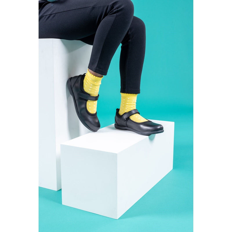 Hush Puppies Bianca Leather Youth Girl's Black Shoes