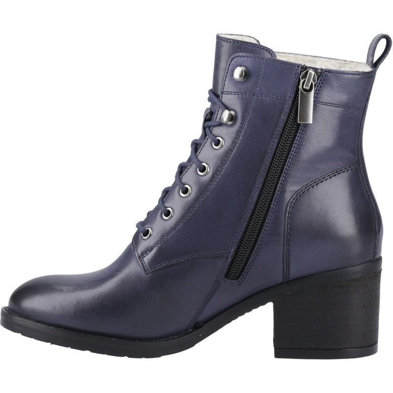Hush Puppies Harriet Leather Women's Navy Heeled Ankle Boots