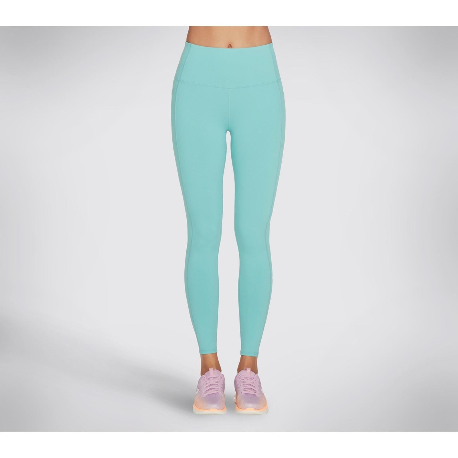 Skechers Performance GOWALK Wear High Waisted Nylon Women's Light Turquoise Sports Leggings