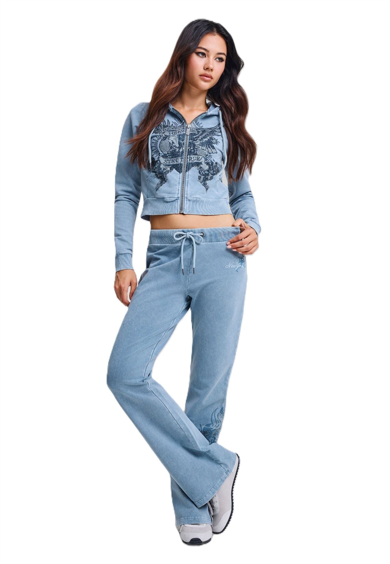 Ed Hardy Cross and Thorn Flared Women's Blue Joggers