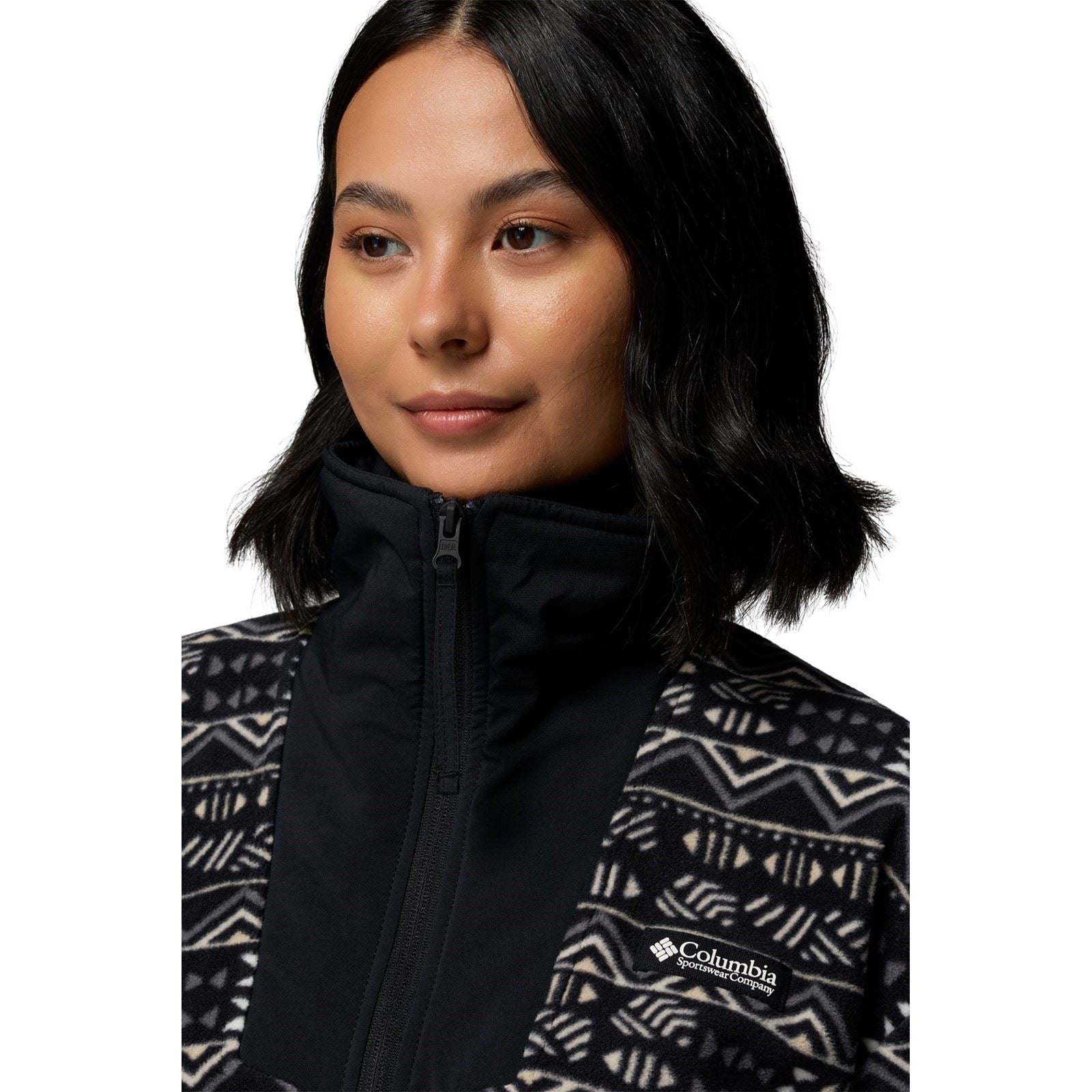 Columbia Sequoia Grove Printed Half Zip Polyester Women's Black Fleece Pullover