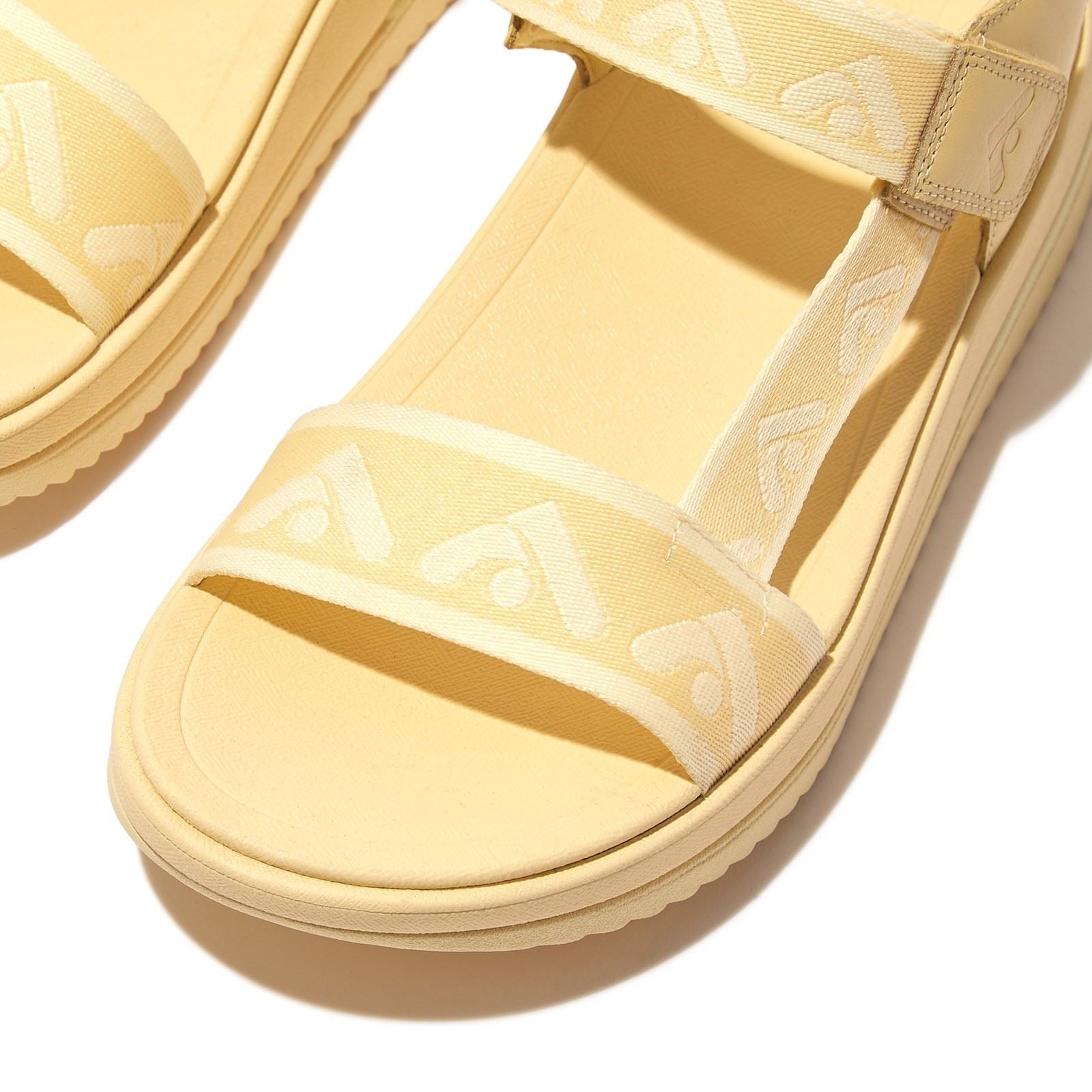 Fitflop Surff Back Strap Polyester/Leather Women's Mellow Yellow Wide Sandals