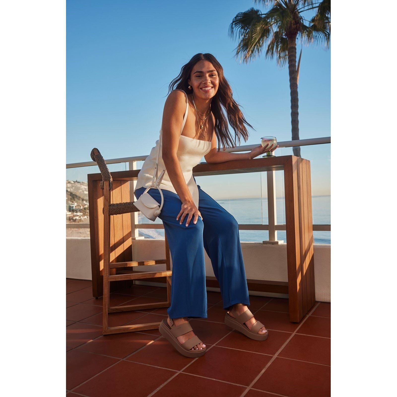 Crocs Brooklyn Low Wedge Synthetic Women's Latte/Mushroom Sandals