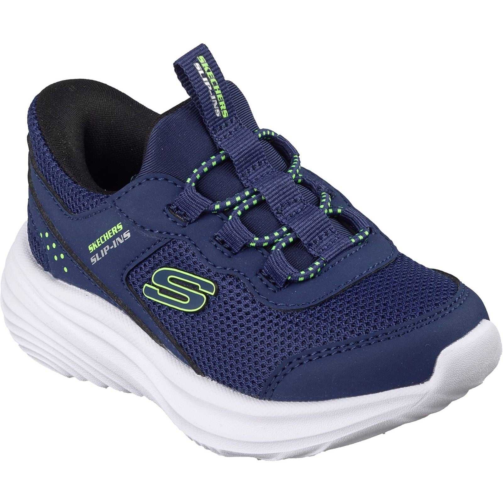 Skechers Bounder Pro Boy's Navy/Lime Trainers