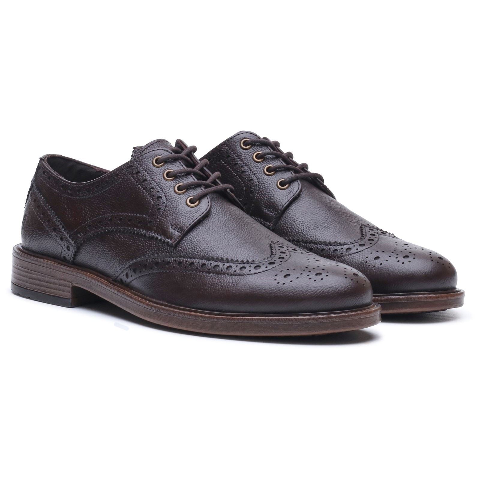 Hush Puppies Isaac Leather Men's BROWN Brogues Shoes