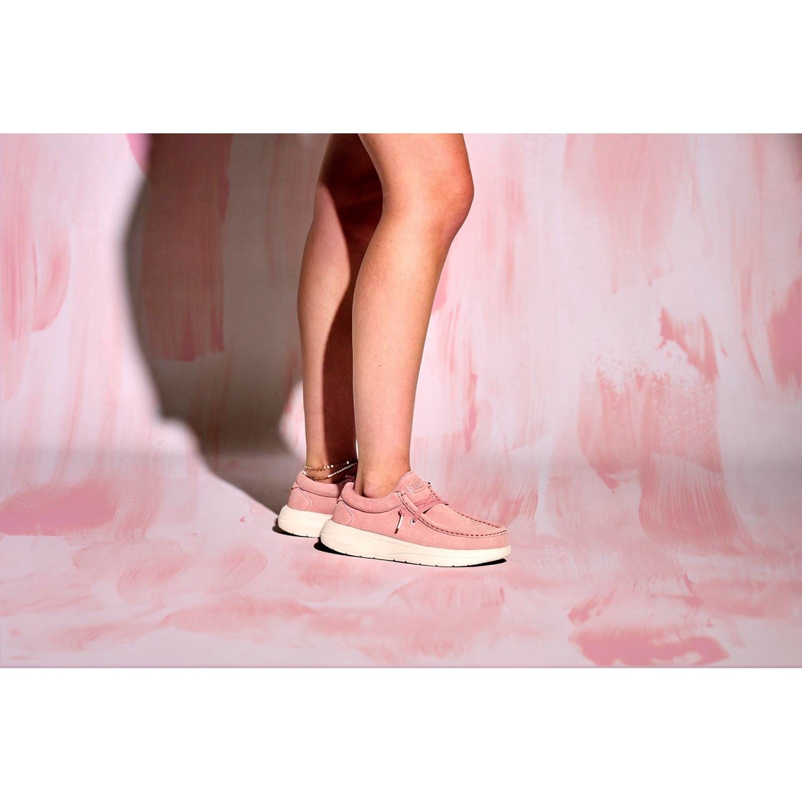 HEYDUDE Wendy COMF Suede Leather Women's Rose Pink/Whisper Pink Moccasins Shoes