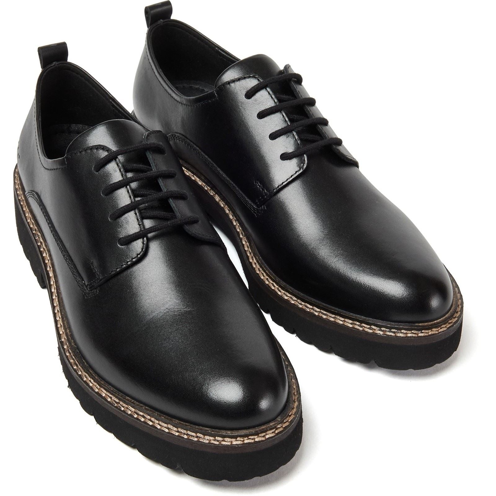 Pod Kris Leather Women's Black Derby Shoes