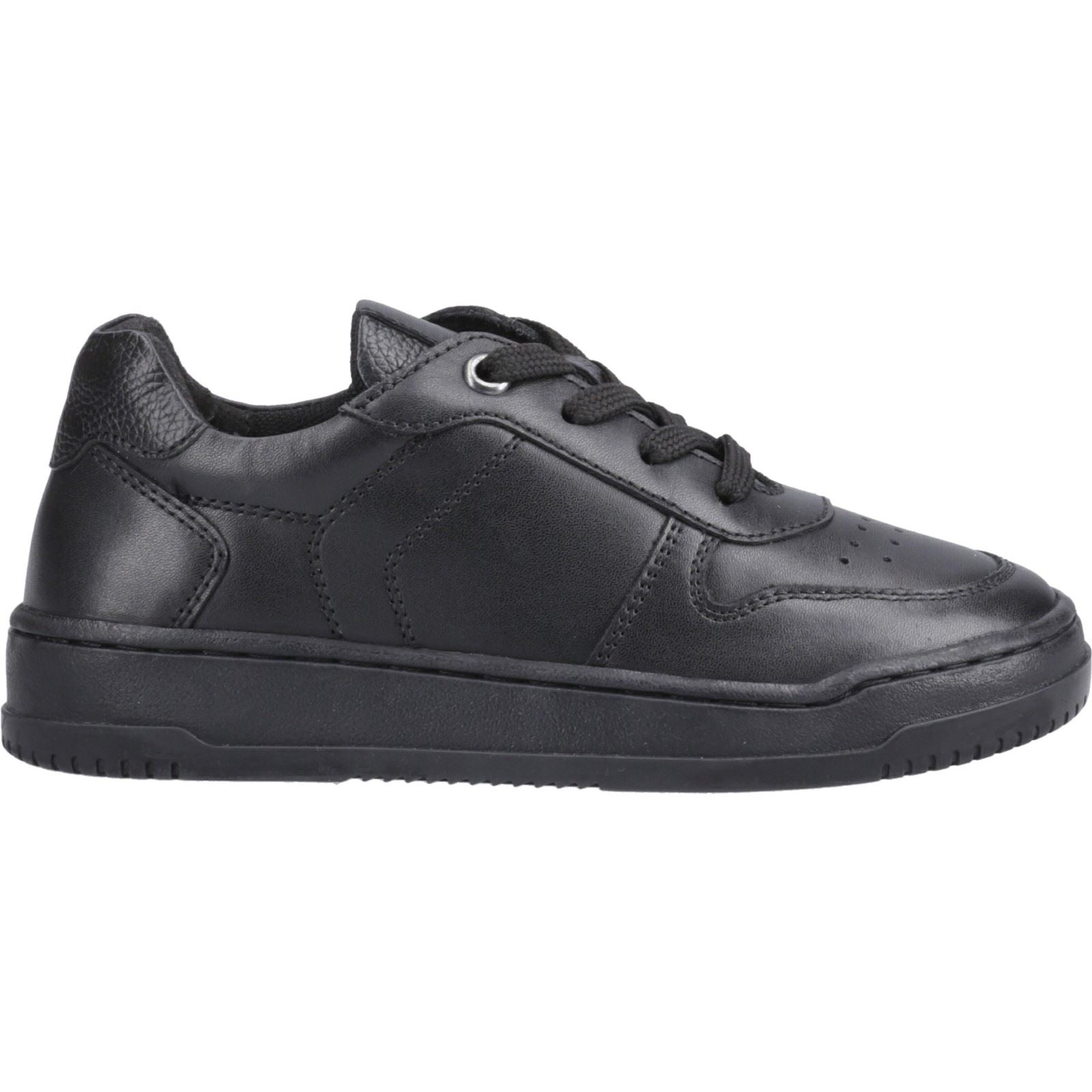 Hush Puppies Dougie Leather Junior Black Trainers