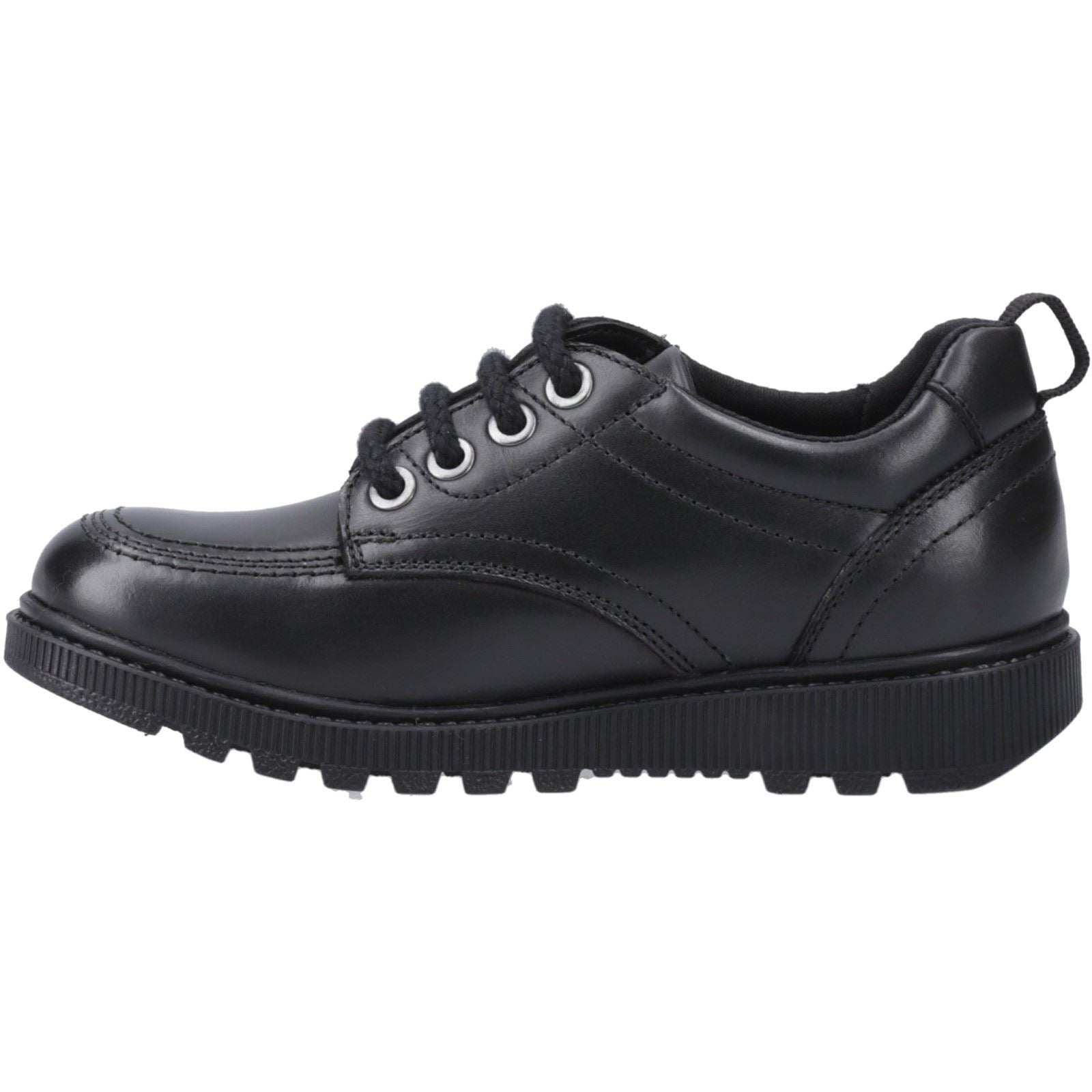 Hush Puppies Keeley Leather Youth Girl's Black Lace-Up Shoes