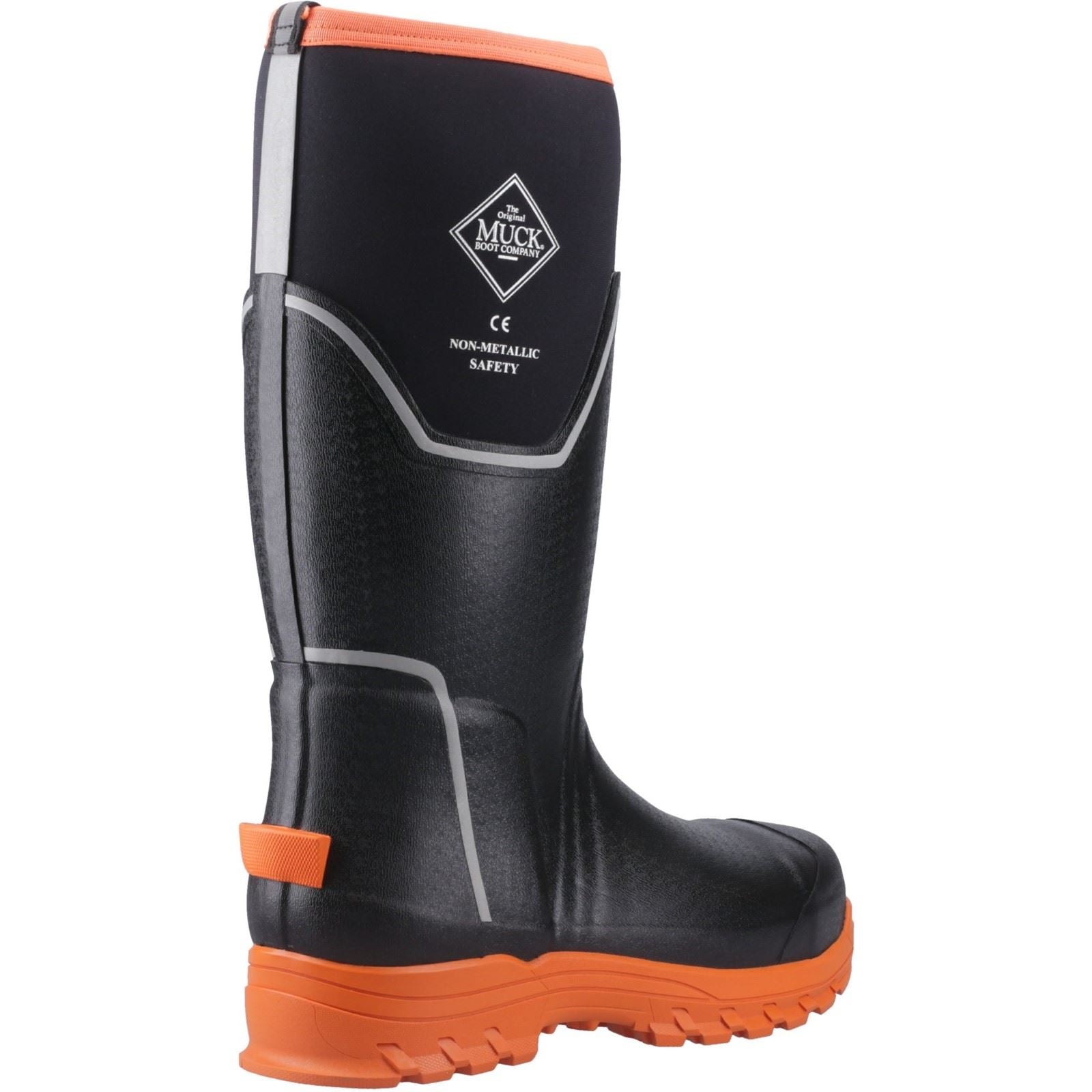 Muck Boots Grit S5 Rubber Men's Black/Orange Wellington Boots