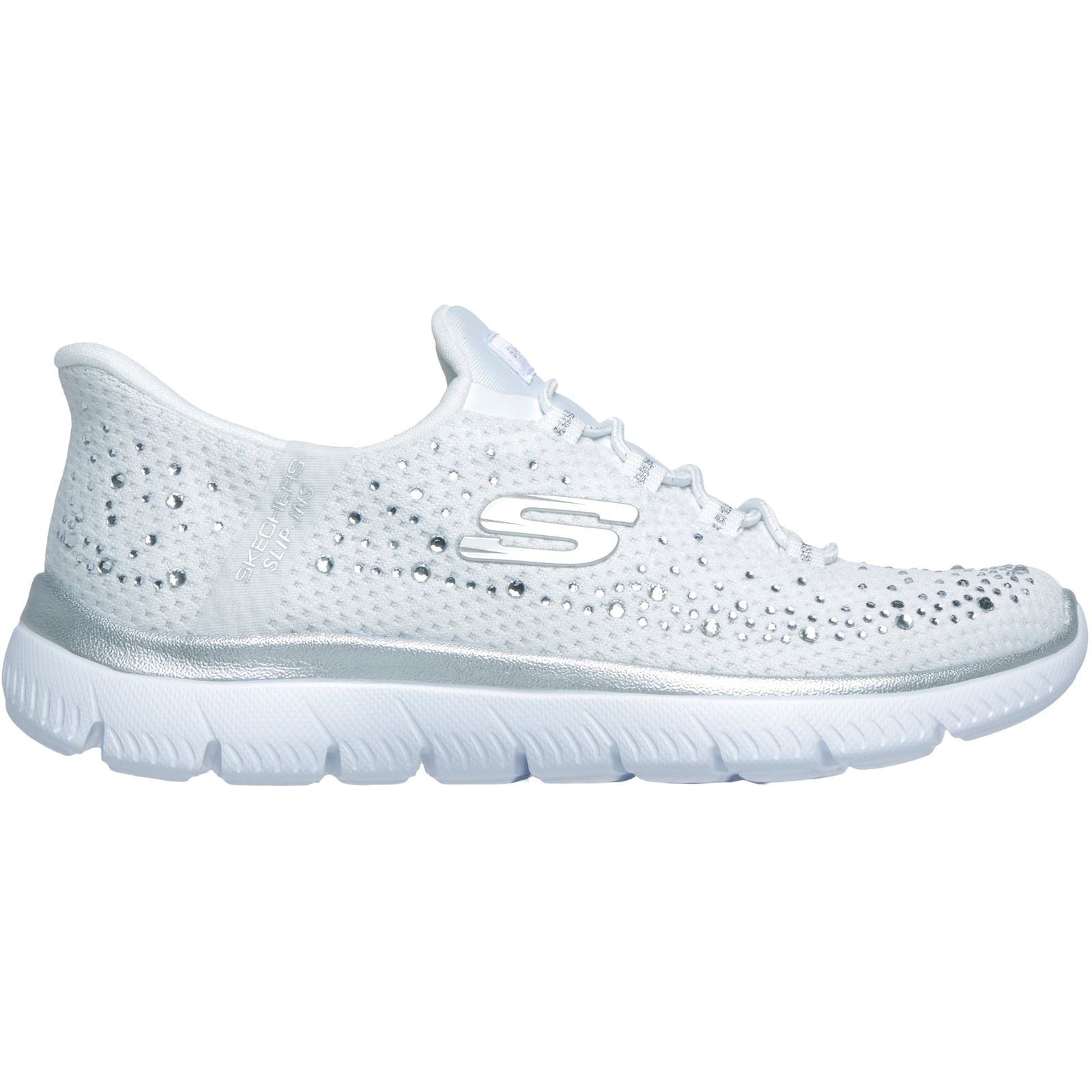 Skechers Summits Brilliant Shine Textile Women's White/Silver Trainers