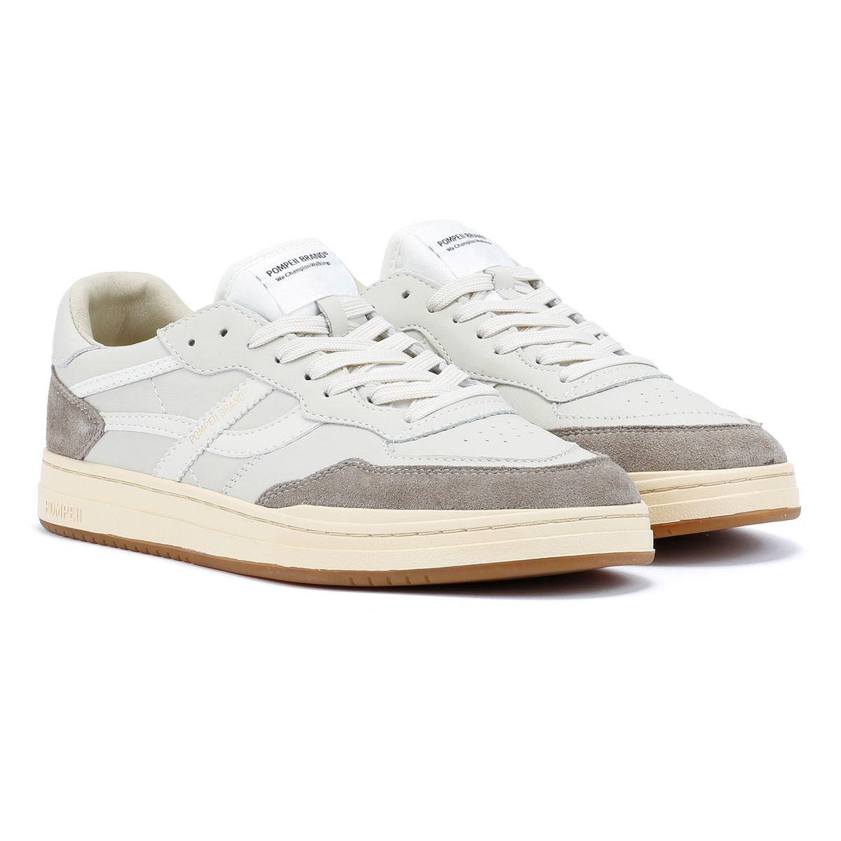 Pompeii Elan Leather Men's Ecru/Taupe Trainers