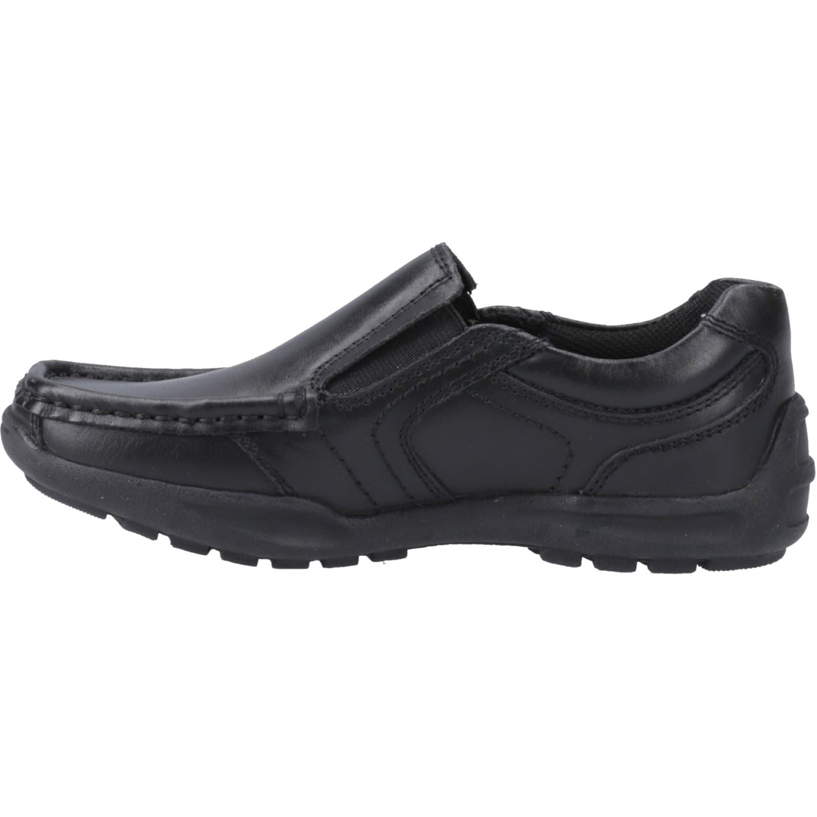 Hush Puppies Morgan Leather Youth Boy's Black Loafers