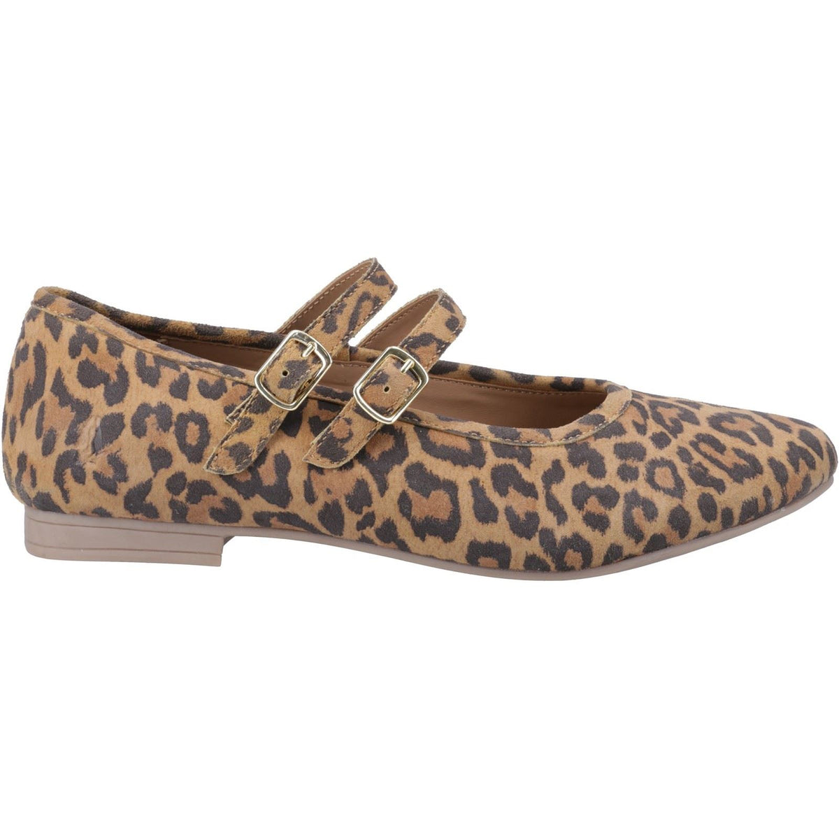 Hush Puppies Nancy Mary Jane Leather Women's Leopard Flats